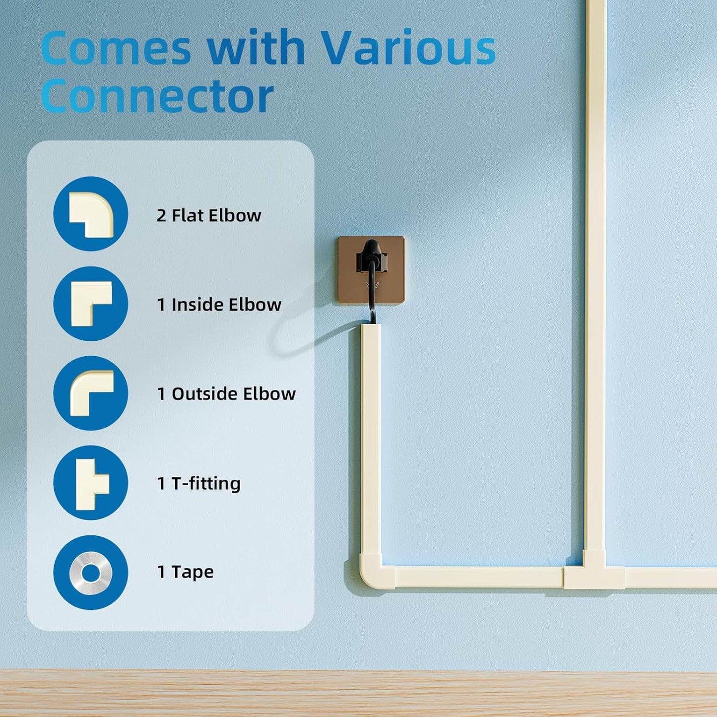 Yecaye 142in Wall Cord Hider for 2-3 Cords, On-Wall Cord Cover Channel, Cable Concealer, Cable Cover Cords Management for Home Office, W0.94in H0.47in, Beige