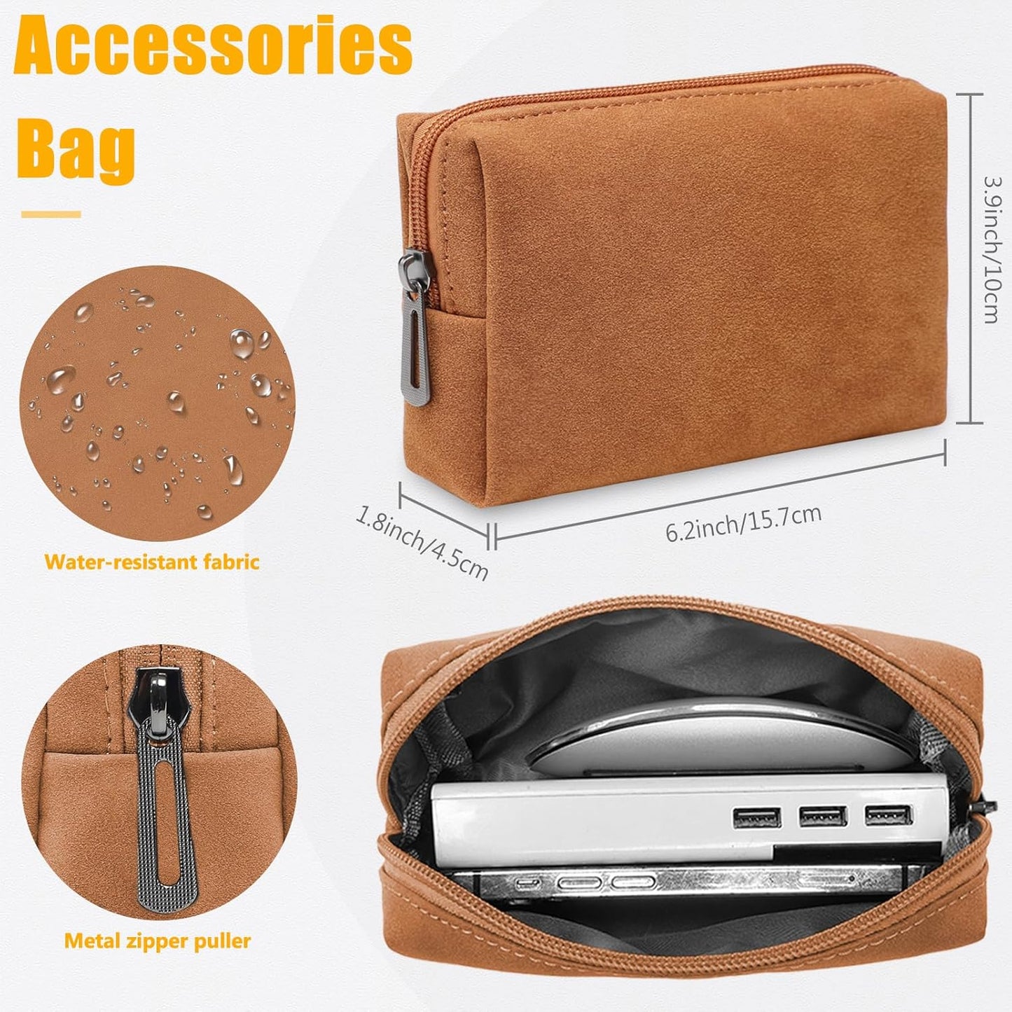 HYZUO 13 Inch Laptop Sleeve Case with Stand for 2025-2018 MacBook Air 13 M4 M3 M2 M1, 2025-2016 MacBook Pro 13 M2 M1, 13" iPad Pro/Air, Surface Pro 11/10/9, XPS 13, with Pouch, Brown