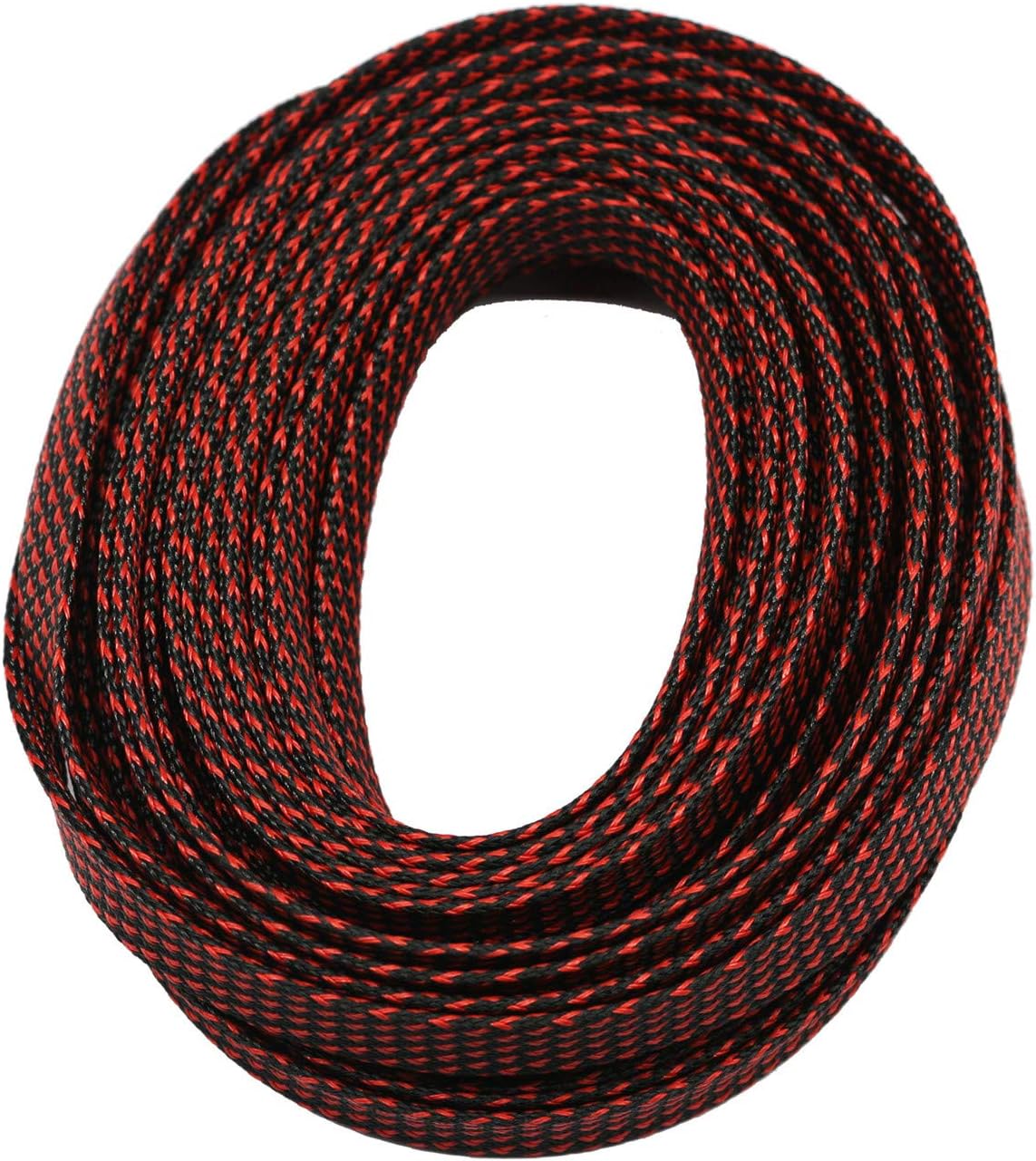 30ft PET Expandable Sleeving Wire Cable Sleeve (1/3", Red&Black)
