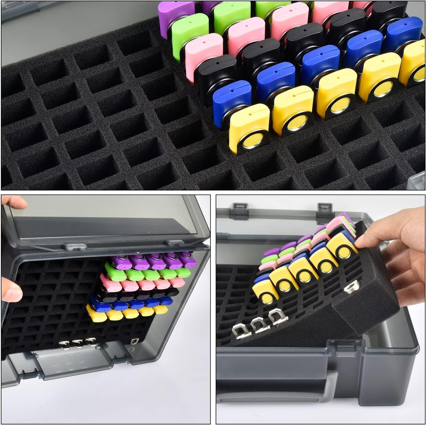 Flash Drive Case USB Memory Stick SD Card Storage Organizer- Holds 104pcs Thumb Drives Electronic Accessories Holder for Sandisk for Samsung for Inland for PNY for Netac (Gray)