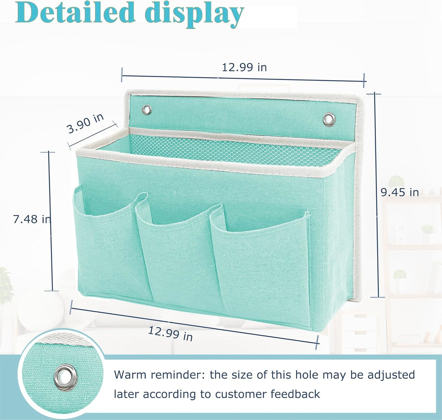 Wall Hanging Organizer Bag/Hanging Baskets with Large Mesh Compartment & 3 Pockets，Over the Door Organizer Space Saving Storage for Bedroom,RV Camper, Closet (Green -1 Pack)