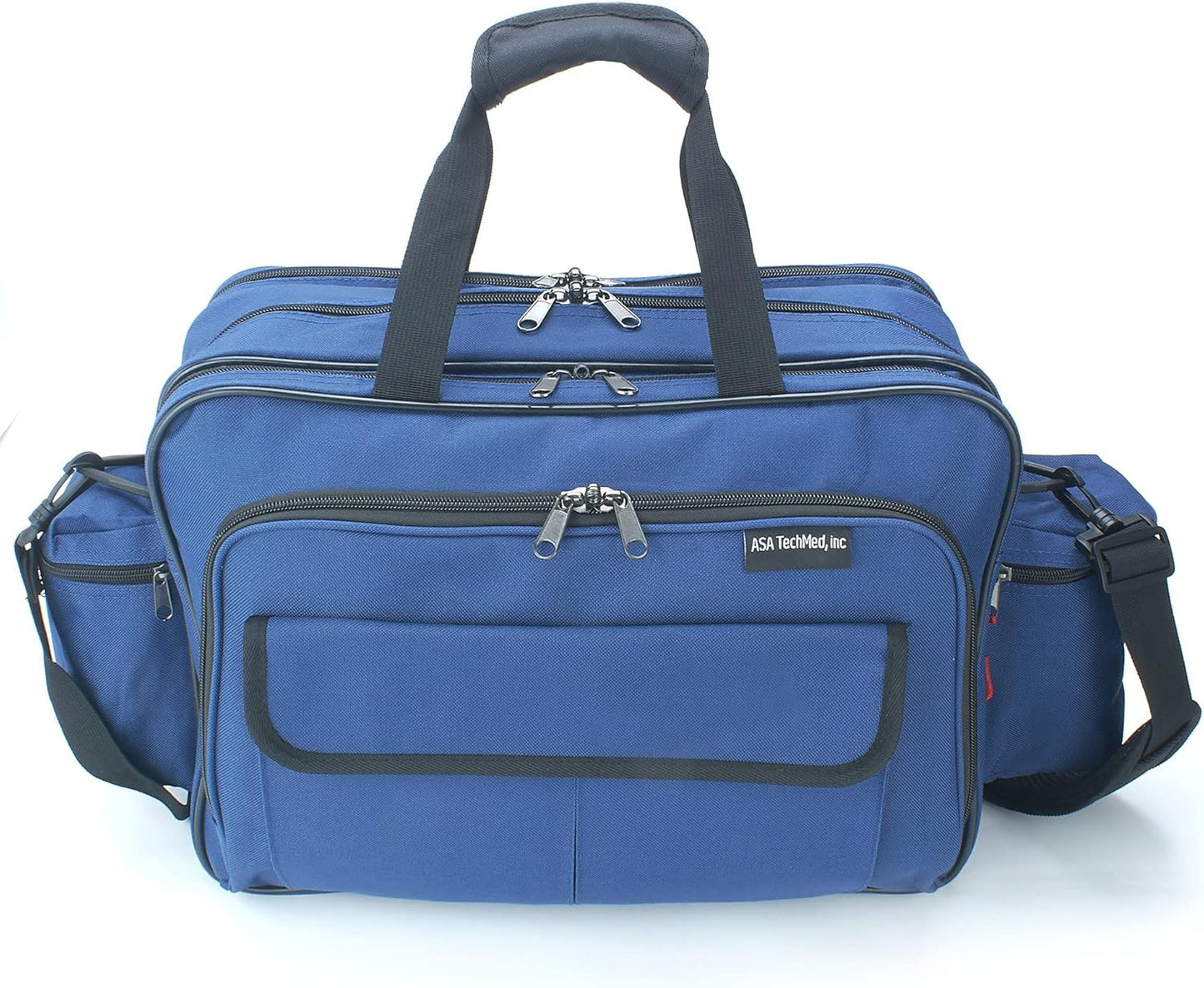 ASA TECHMED Nursing Bag with Compartments – Durable Medical Equipment Shoulder Bag for Nurses, Physicians, EMTs, Multi-Pocket, Nylon Reinforced, Adjustable Straps (Blue)