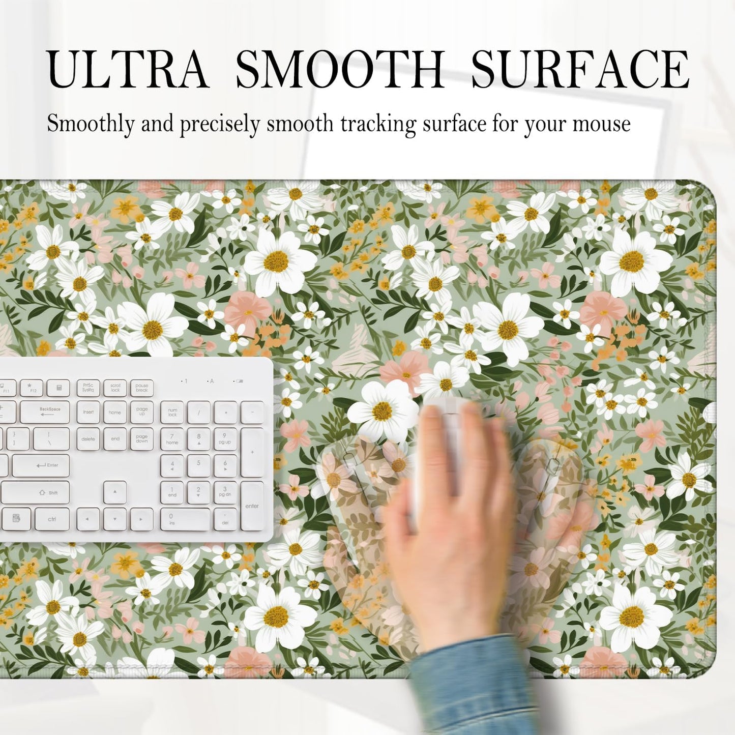 Rustic Wildflower Floral Large Mouse Pad 31.5x15.7inch, Cottagecore Botanical Flower Large Extended Computer Desk Mat Mousepad for Keyboard and Mouse, Floral Desk Accessories