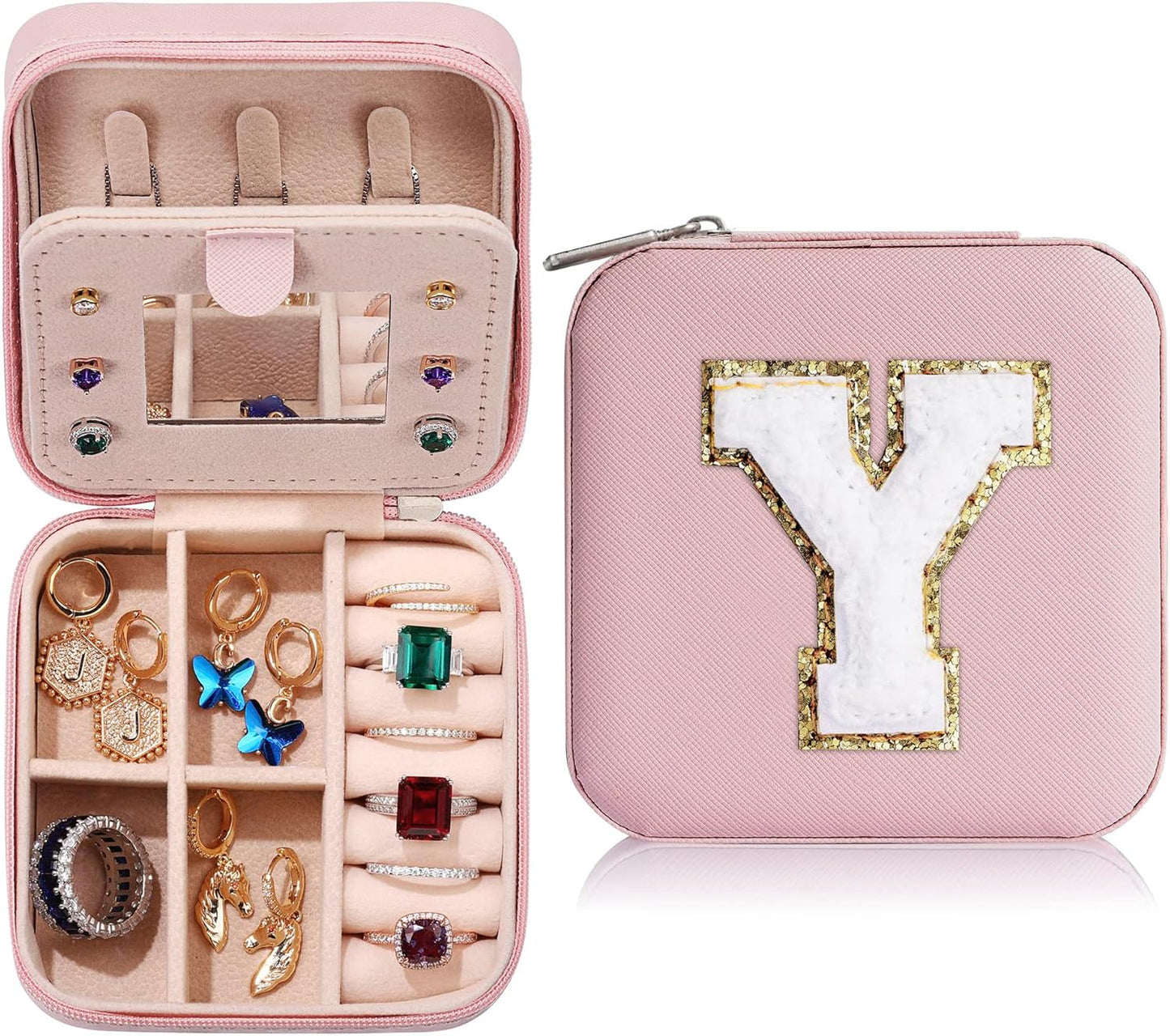 Parima Teacher Appreciation Gifts - Women's Travel Jewelry Case | Travel Essentials Small Jewelry Box - Letter Z, Pink