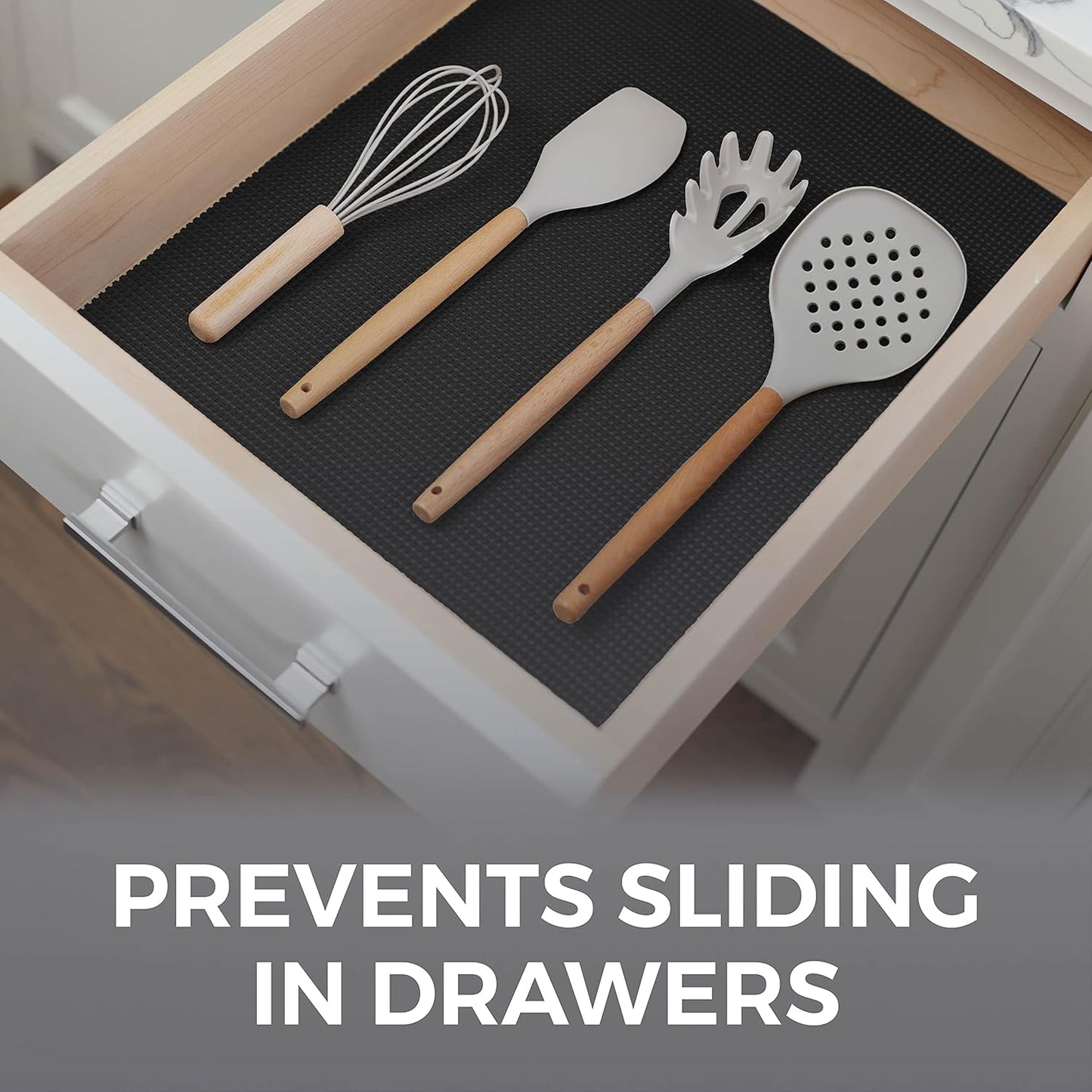 HOME GENIE Shelf Drawer and Cabinet Liner, Durable with Strong Grip, 17.5 in x 20 FT, Non Adhesive Liners Protect Kitchen Cabinets and Cupboard, Bathroom Drawers and Shelves, Desks, Pitch Black