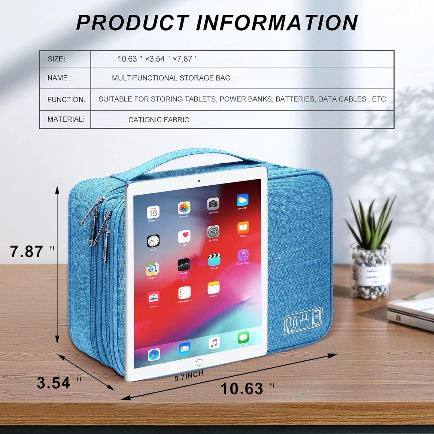 SELLYFELLY Electronic Bag Travel Cable Accessories Bag Waterproof Double Layer Electronics Organizer Portable Storage Case for Cable, Cord, Charger, Phone, Adapter, Power Bank, Kindle, Hard Drives