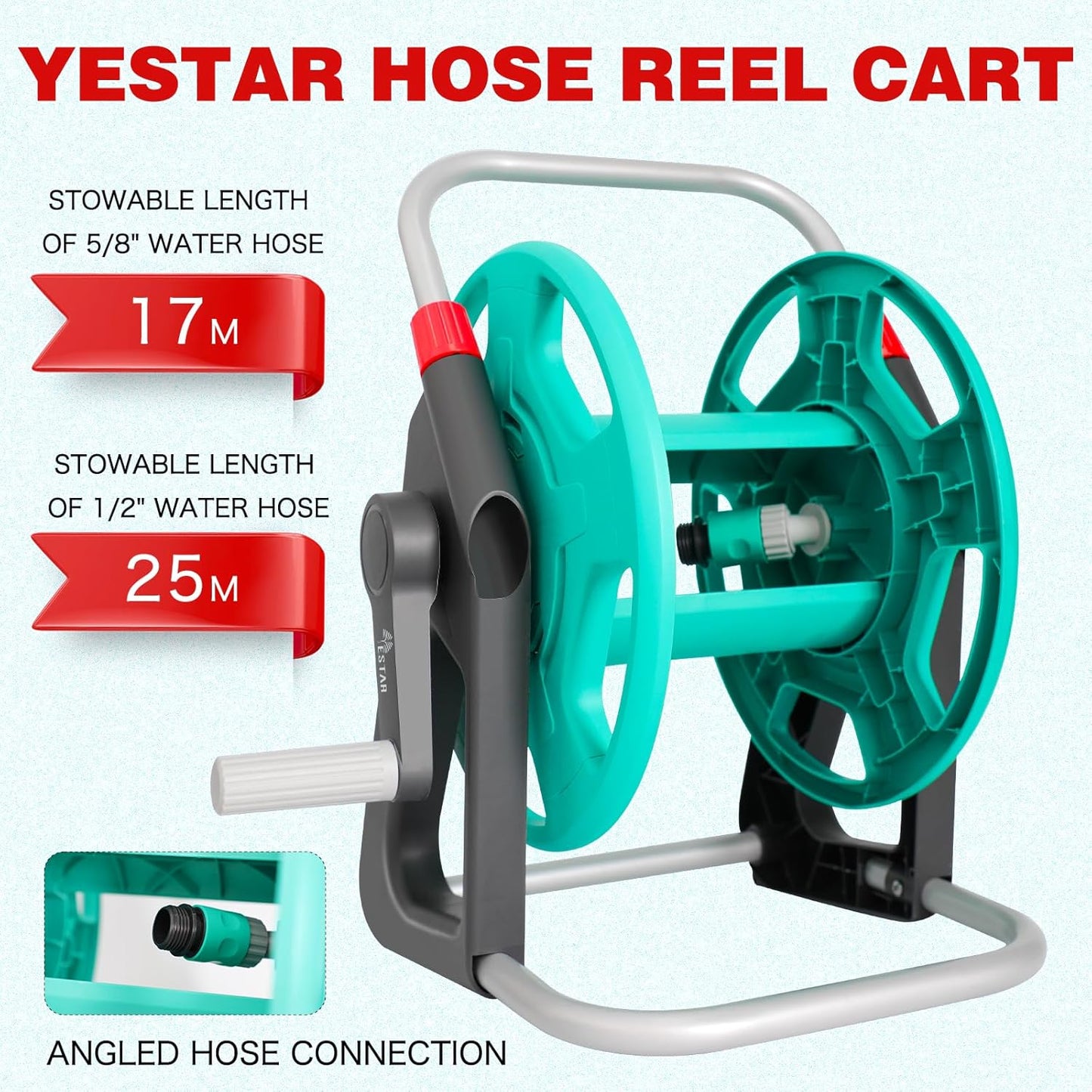 Garden Water Hose Reel Cart,Holds 50-60 Ft of 5/8 Inch Hose, Portable Hose Pipe Holder for Outside