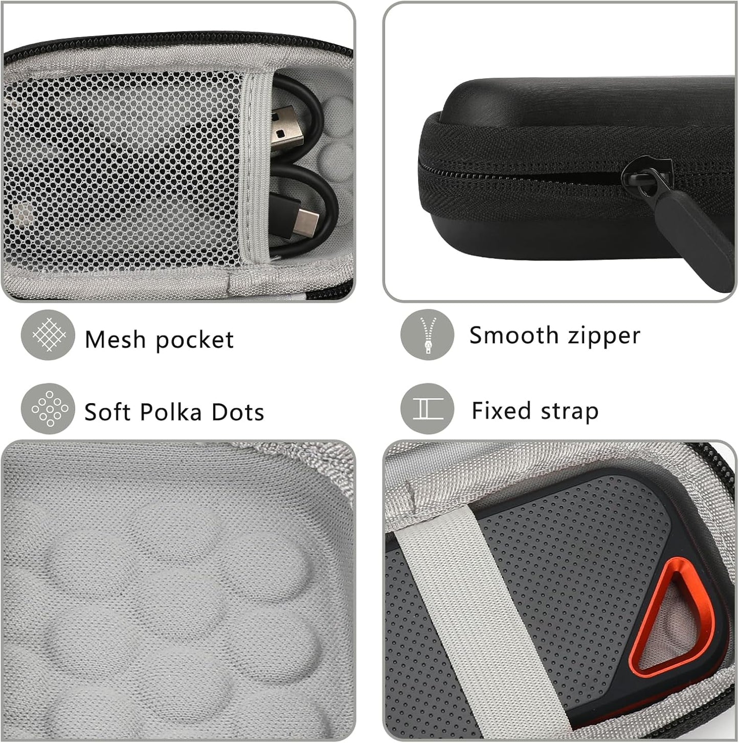 Hard Case for Sandisk Extreme Pro/Sandisk Extreme Portable External SSD 128GB 500GB 1TB 2TB Protective Storage Travel Bag (Gray)