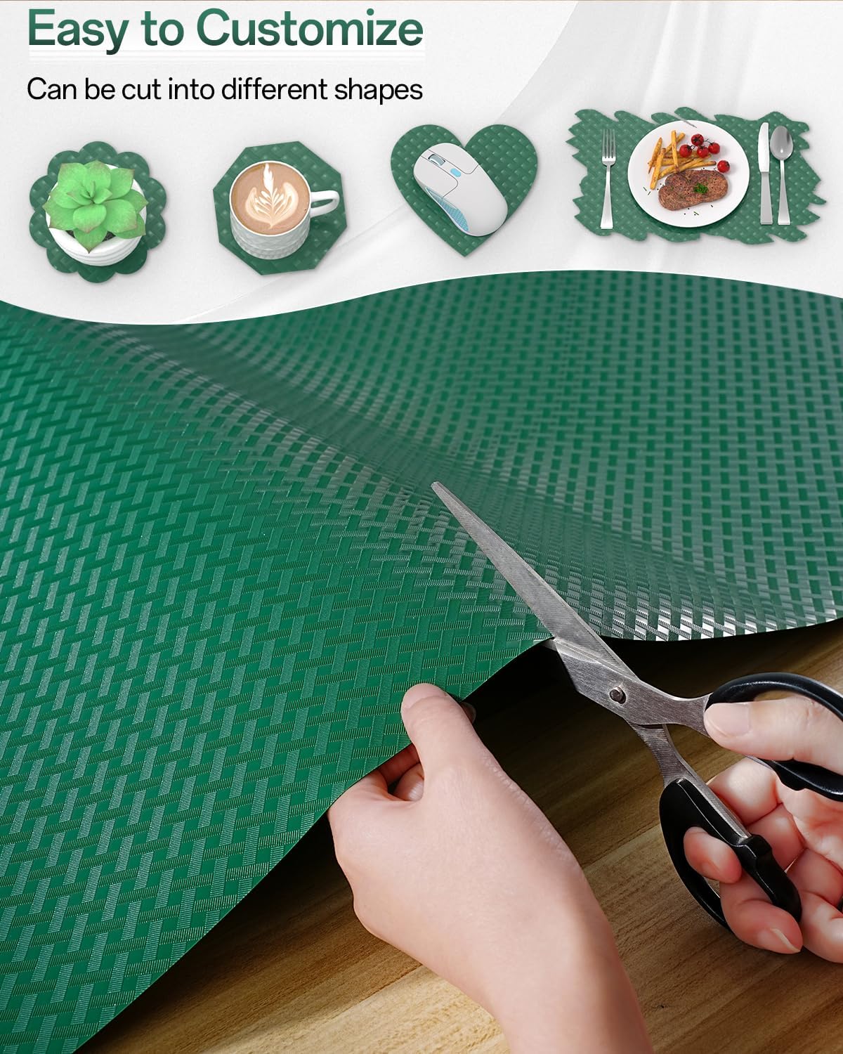 Shelf and Drawer Liner for Kitchen Cabinet, Non-Adhesive 24in x 120in Waterproof Contact Paper Refrigerator Liners Thickened Durable EVA Material Non Slip Mat for Dresser Cupboard Pantry Protector