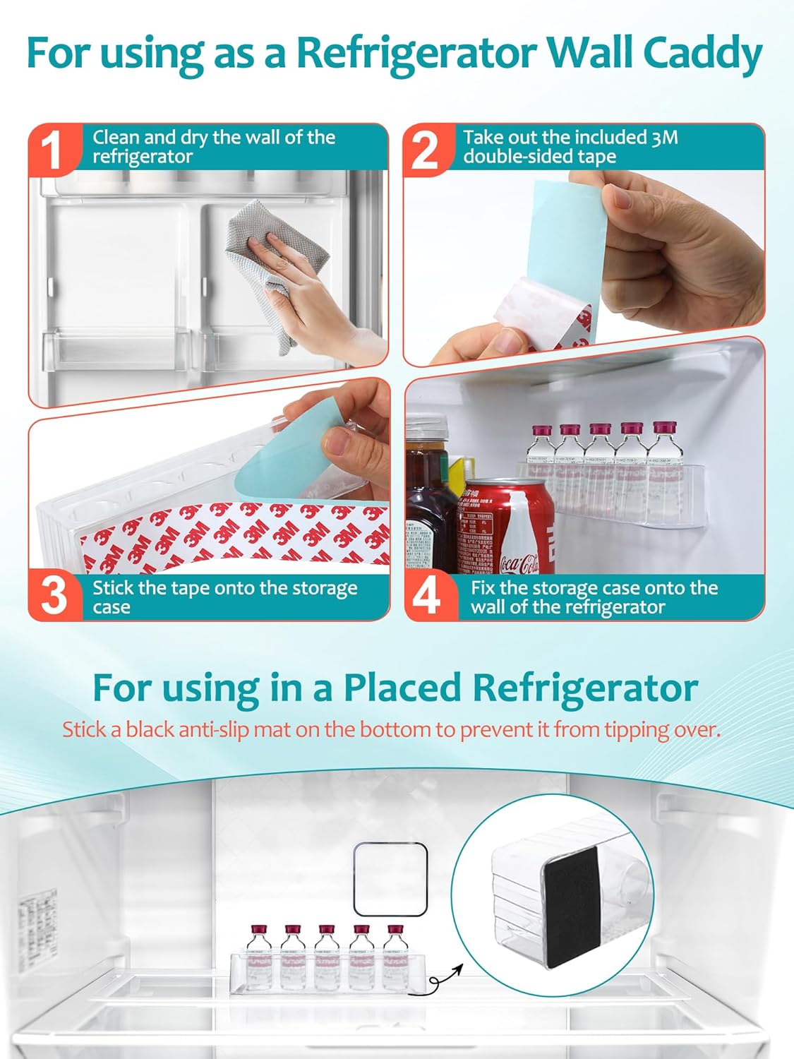 Leng Ke Insulin Refrigerator Storage Caddy - 10ml Peptide Vial Protective Holder for Fridge Wall, Compatible with U-100 Vials 24mm (0.94 Inches) Diameter (2pcs)