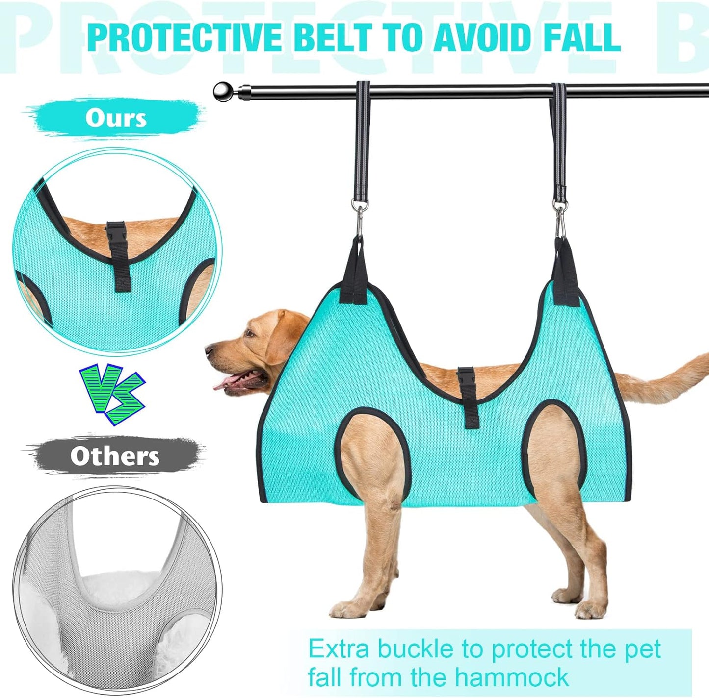 Dog Grooming Hammock - Upgrade Pet Grooming Harness for Nail Trimming (M 40lb), Dog Sling for Nail Clipping, Dog Hanging Holder Hanger for Cutting Nail with Nail Clippers