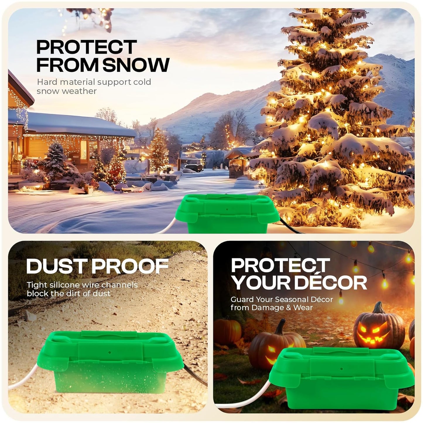 SOCKiTBOX – The Original Weatherproof Connection Box – Indoor & Outdoor Electrical Power Cord Enclosure for Timers, Extension Cables, Holiday Lights, Power Tools, Fountains & More – Size Small – Green