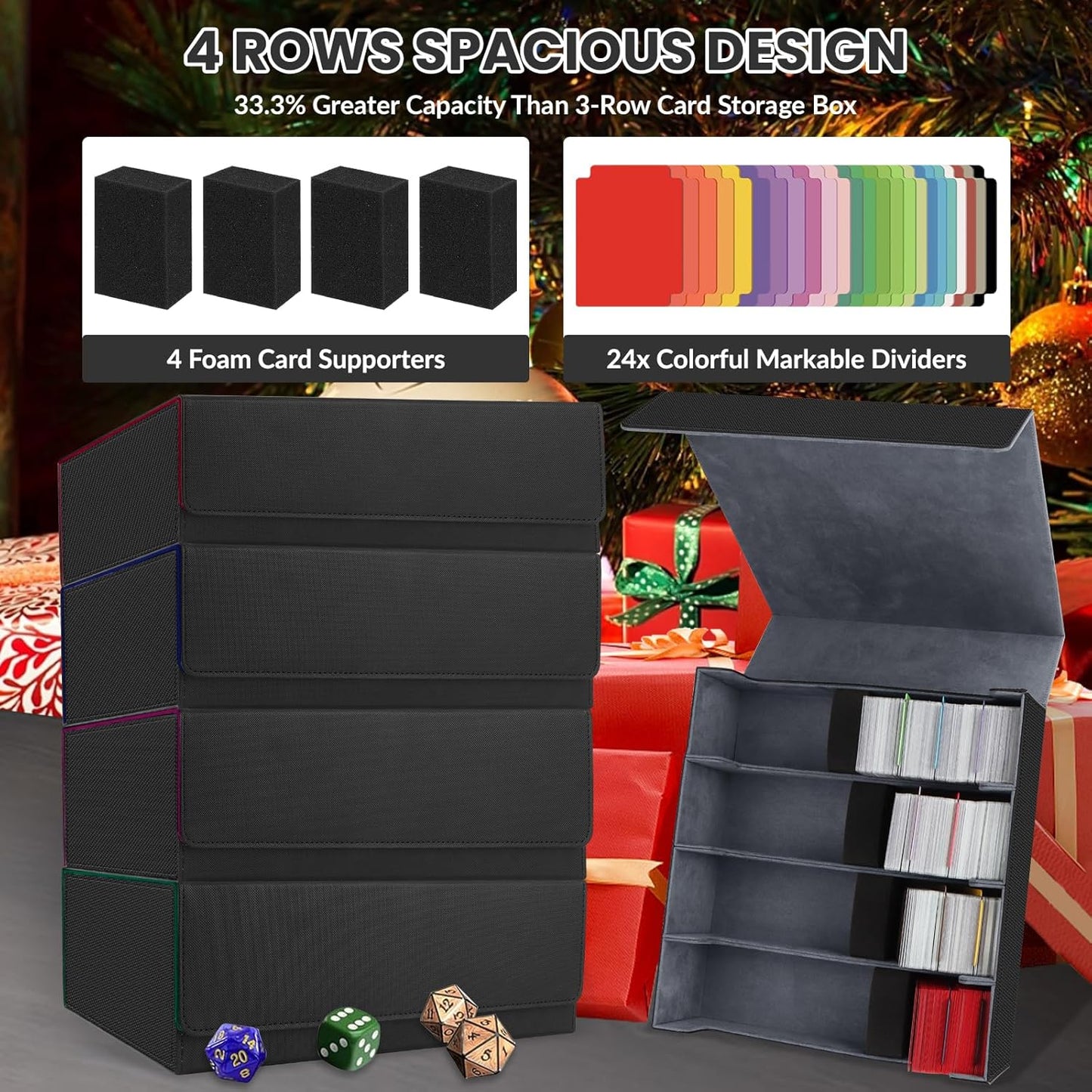 AOBOPLE Trading Card Storage Box,3200+ Card Box Storage with 24 Dividers and 4 Foam Supporters PU Leather Magnetic Cards Deck Case for MTG,TCG, Magic and Sport Cards,Great Gift for Card Collectors
