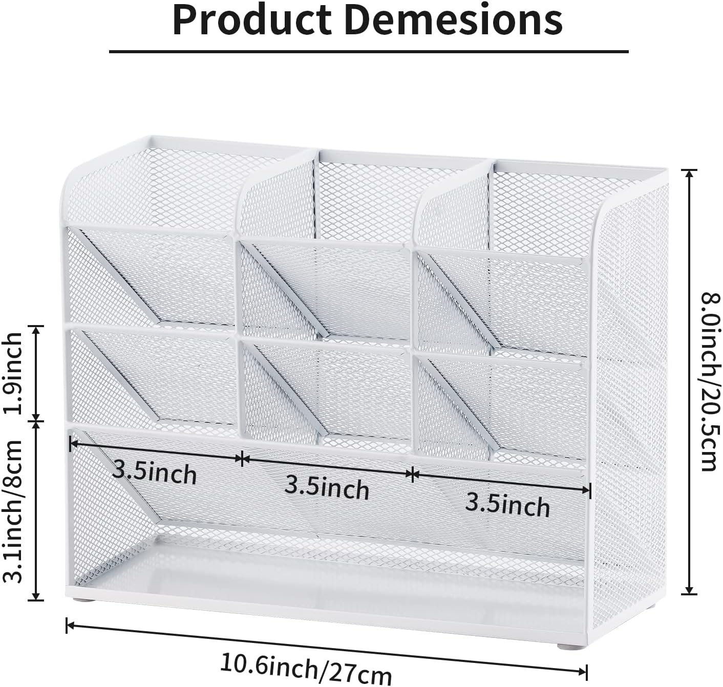 Marbrasse Mesh Desk Organizer, Multi-Functional Pen Holder, Pen Organizer for desk, Desktop Stationary Organizer, Storage Rack for School Home Office Art Supplies (White - Mesh Pen Holder)