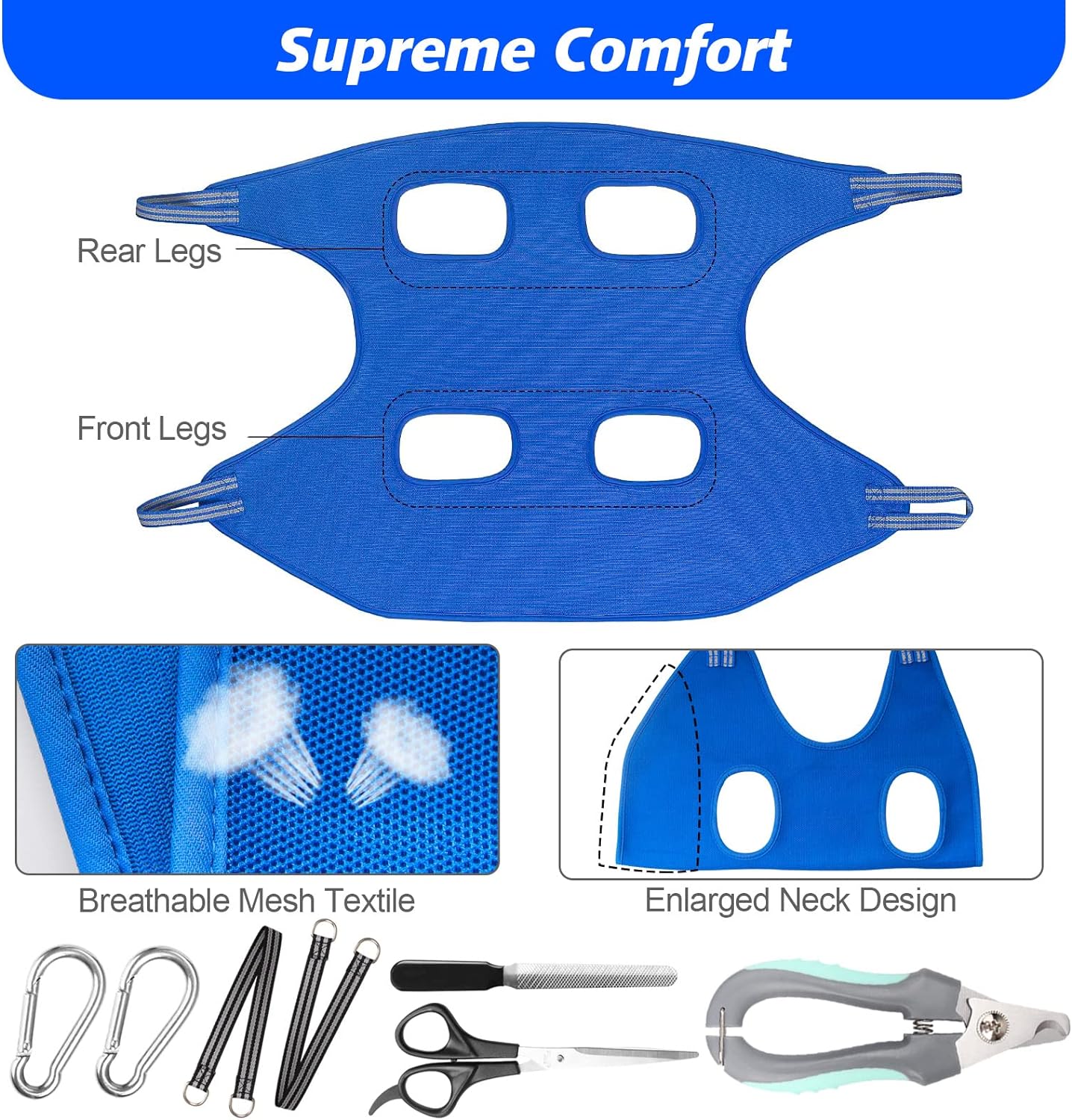 Pet Grooming Hammock for XXL Large Dogs with Nail Clippers/Nail Trimmers/Grooming Scissors, Dog Grooming Harness for Nail Trimming, Pet Grooming Sling Helper