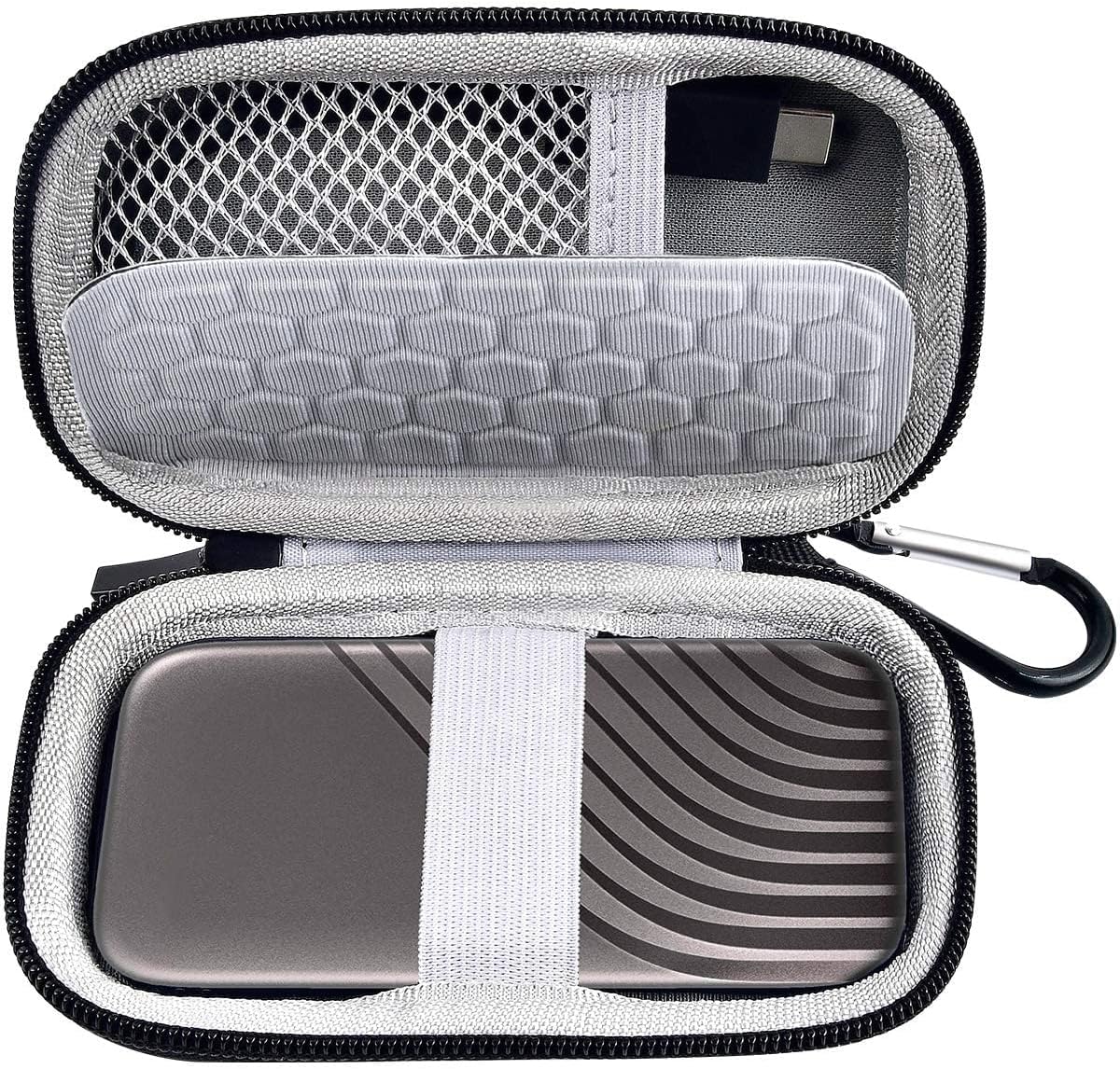 Case Compatible for WD 1TB 2TB 500GB My Passport SSD External Portable Drive-WDBAGF0010BRD-WESN, Carrying Storage Holder Bag Also fits for USB Cables(Case Only)