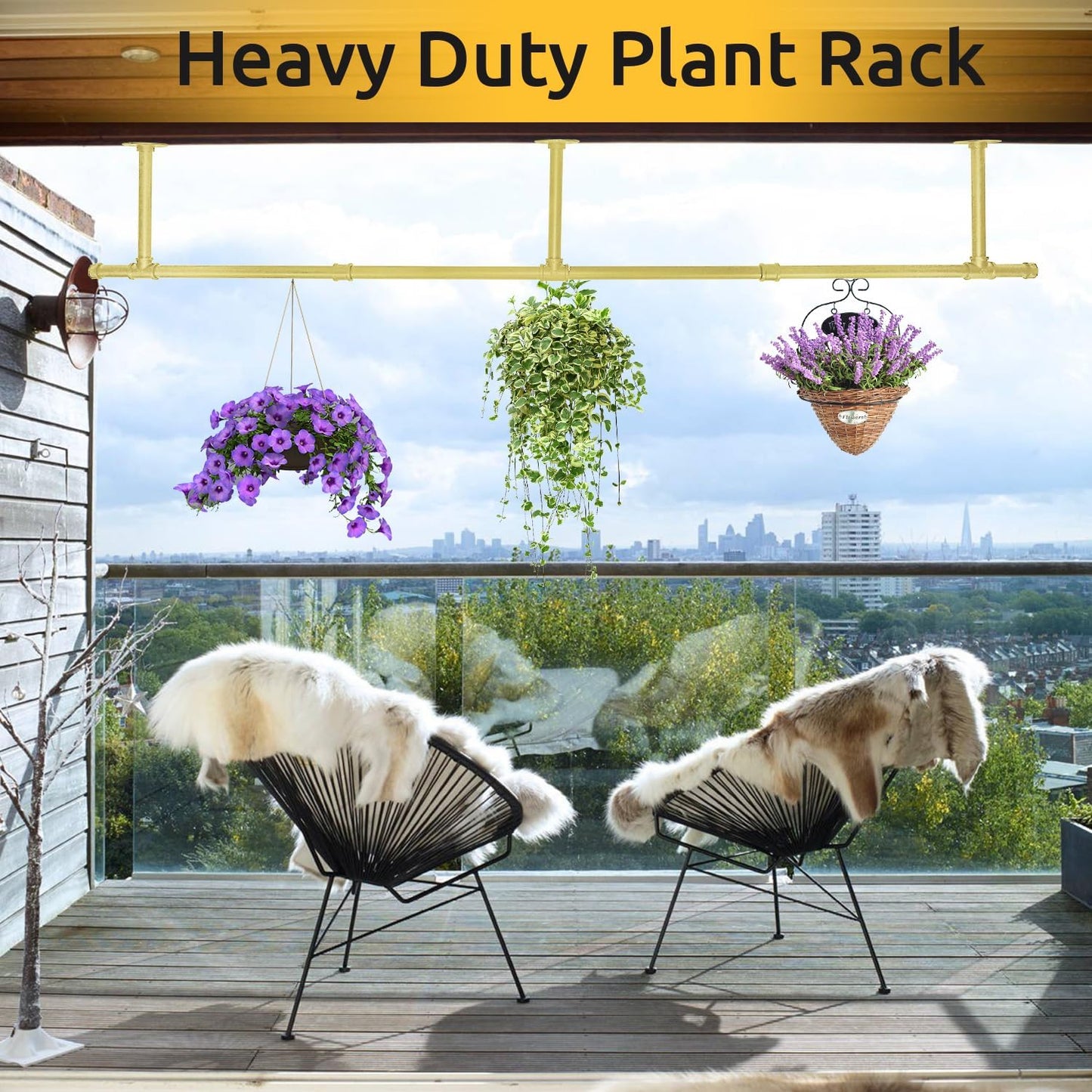 72inch Industrial Pipe Clothes Garment Rack Ceiling Mount For Hanging Rod Bar for Laundry Room Up to Max Load 135Lb