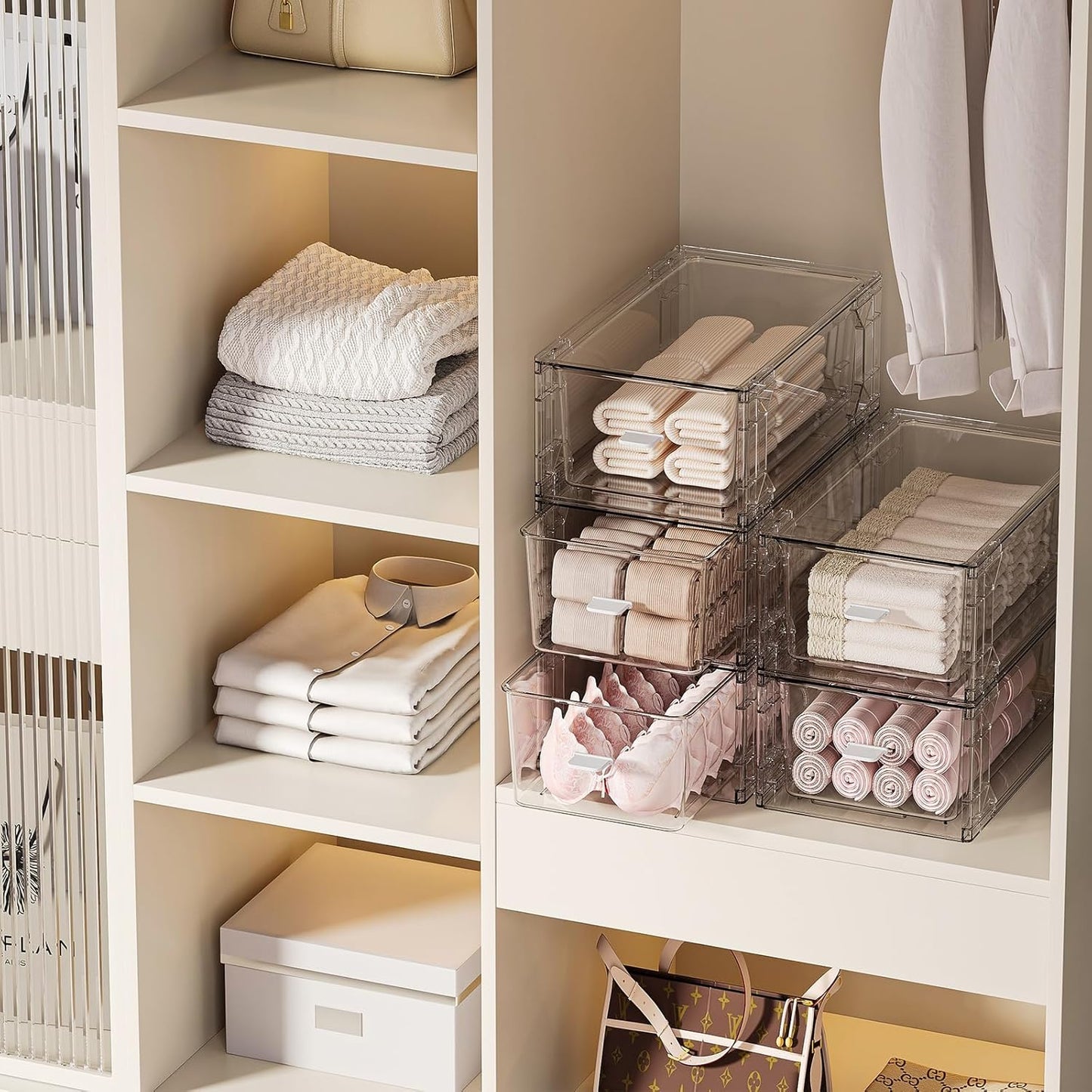clear Drawer-Type Plastic Storage Box Bins Organizer，Family First Aid Kits Medicine cabinet Box Organizer,Closet ，Shelf，Ointments, Adhesive Bandages，Cosmetics,Office Items (clear, ZZ4L)