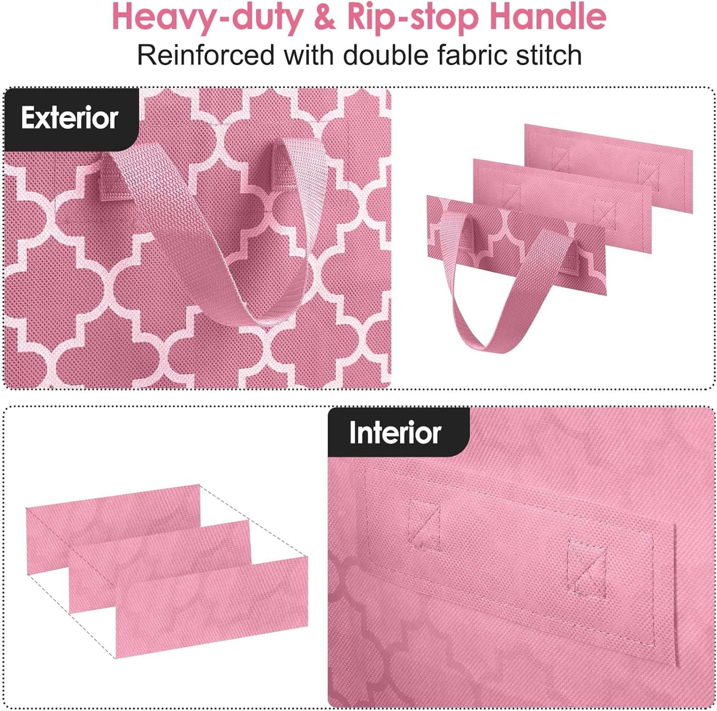 WISELIFE Storage Bags 4 Pack/100L Large Blanket Clothes Organization and Storage Containers for Comforters,Bedding, Foldable Organizer with Reinforced Handle, Clear Window, Sturdy Zippers,Pink