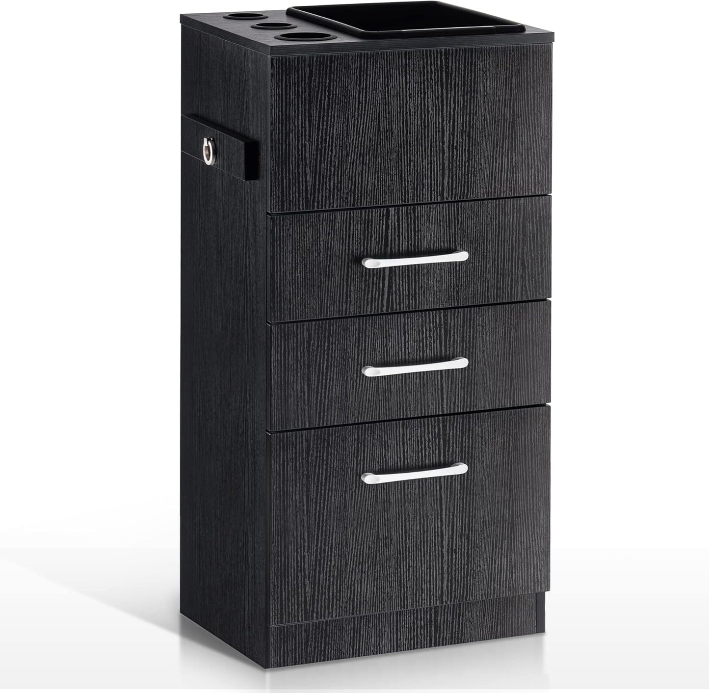 BarberPub Salon Storage Cabinet Beauty Locker Hair Dryer Holder Stylist Spa Equipment with Drawer 2035 (Black)