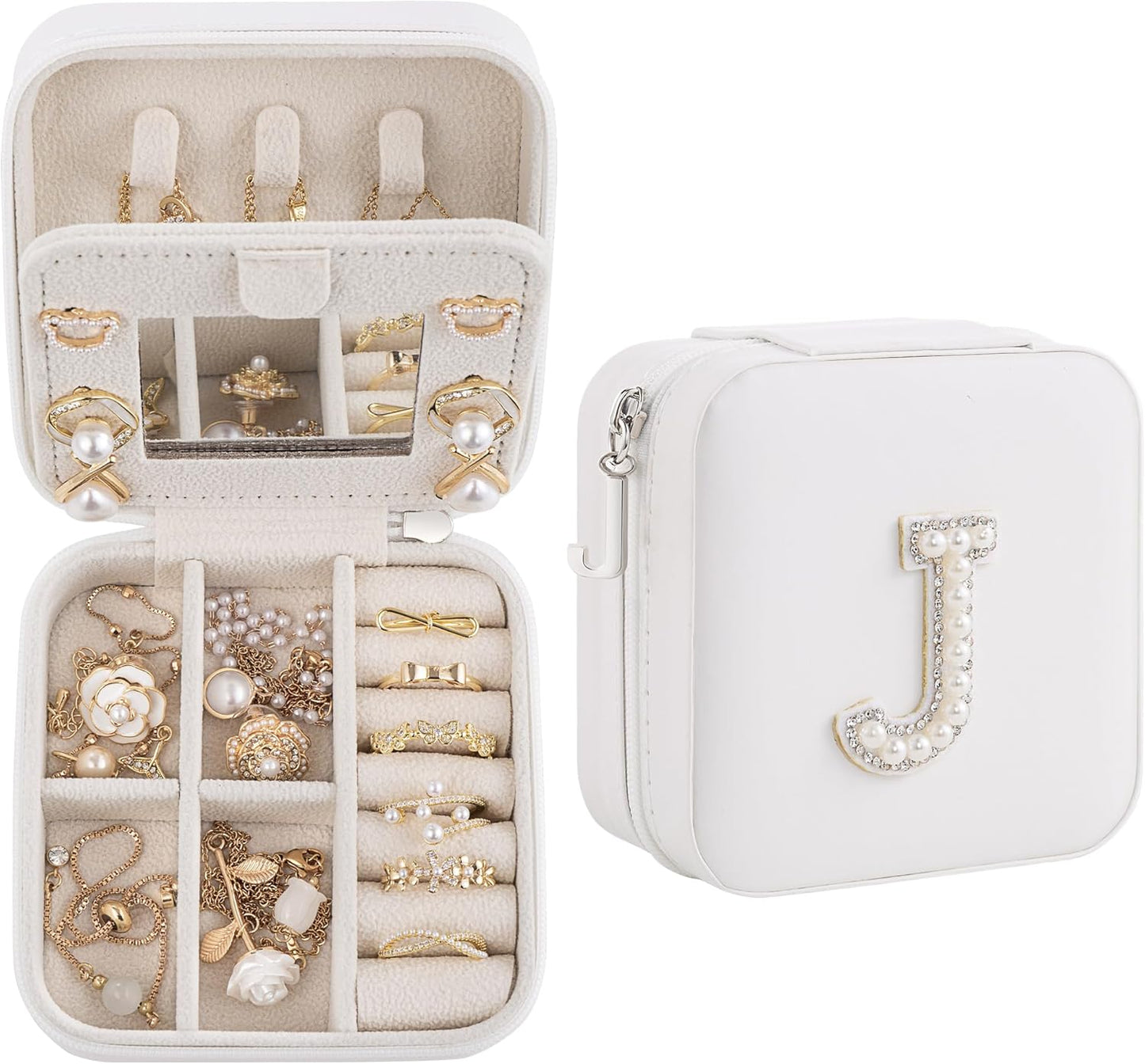Birthday Gifts for Women, Initial Jewelry Box and Case for Travel, Perfect for Wife, Girlfriend, or Graduation Gift