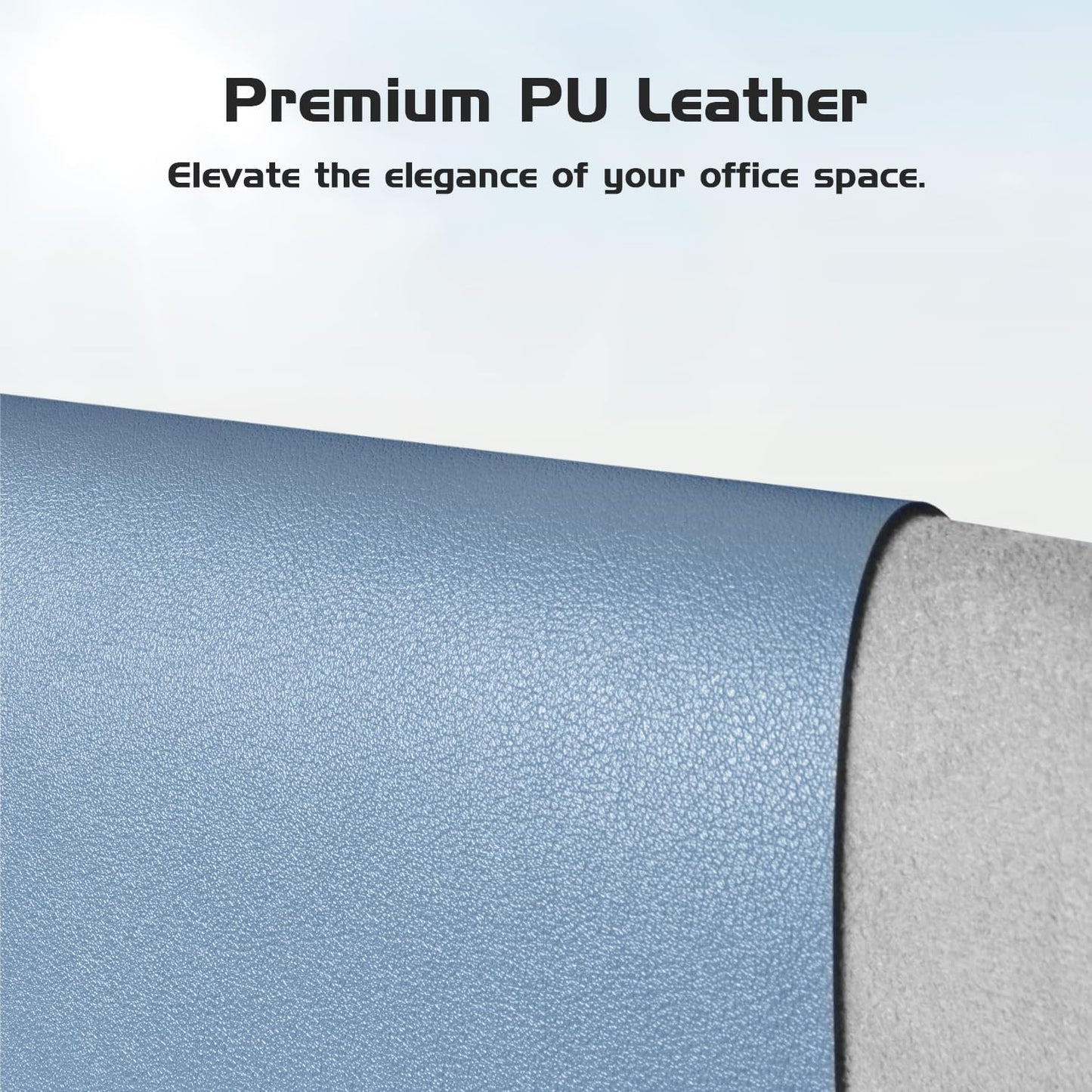 Aothia Leather Desk Pad Protector, Office Desk Mat, Large Mouse Pad, Laptop Desk Pad, Non-Slip PU Leather Desk Blotter, Waterproof Desk Writing Pad for Office and Home (Denim Blue, 55" x 17")