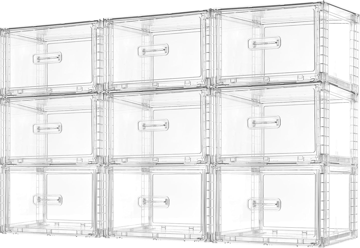 Vtopmart 9 Pack 18QT Clear Stackable Storage Drawers,Easily Assemble Closet Organizers,Plastic Storage Bins for Bathroom,Cabinet,Kitchen Pantry,Under Sink Organization(Medium)