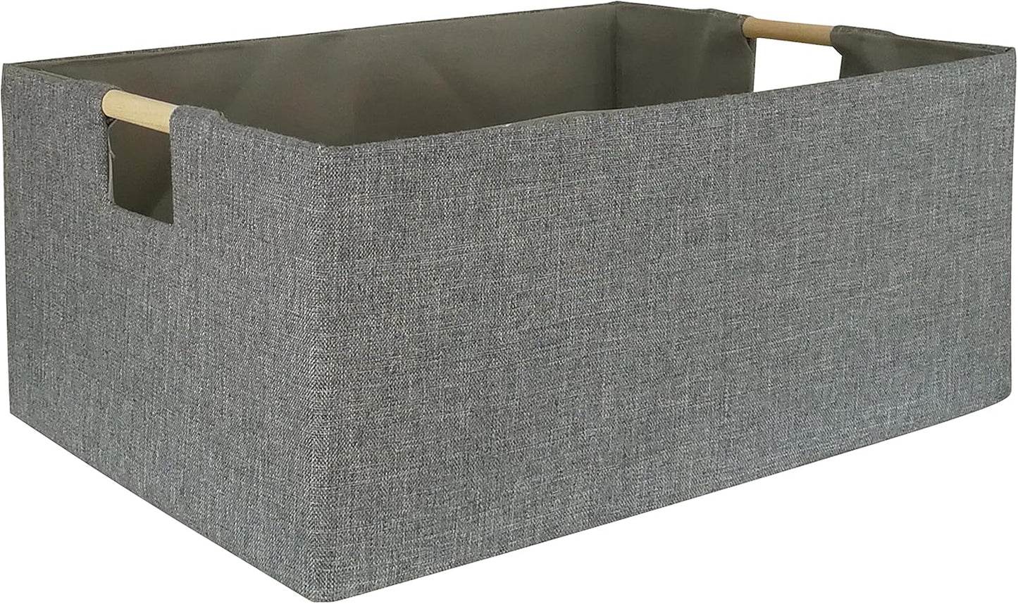 Storage Bin for Shelves Rectangle Closet Baskets Foldable Box with Handles Gray Shelf Baskets Toy Boxes for Home Office Car Dormroom