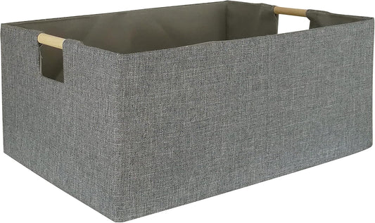 Storage Bin for Shelves Rectangle Closet Baskets Foldable Box with Handles Gray Shelf Baskets Toy Boxes for Home Office Car Dormroom