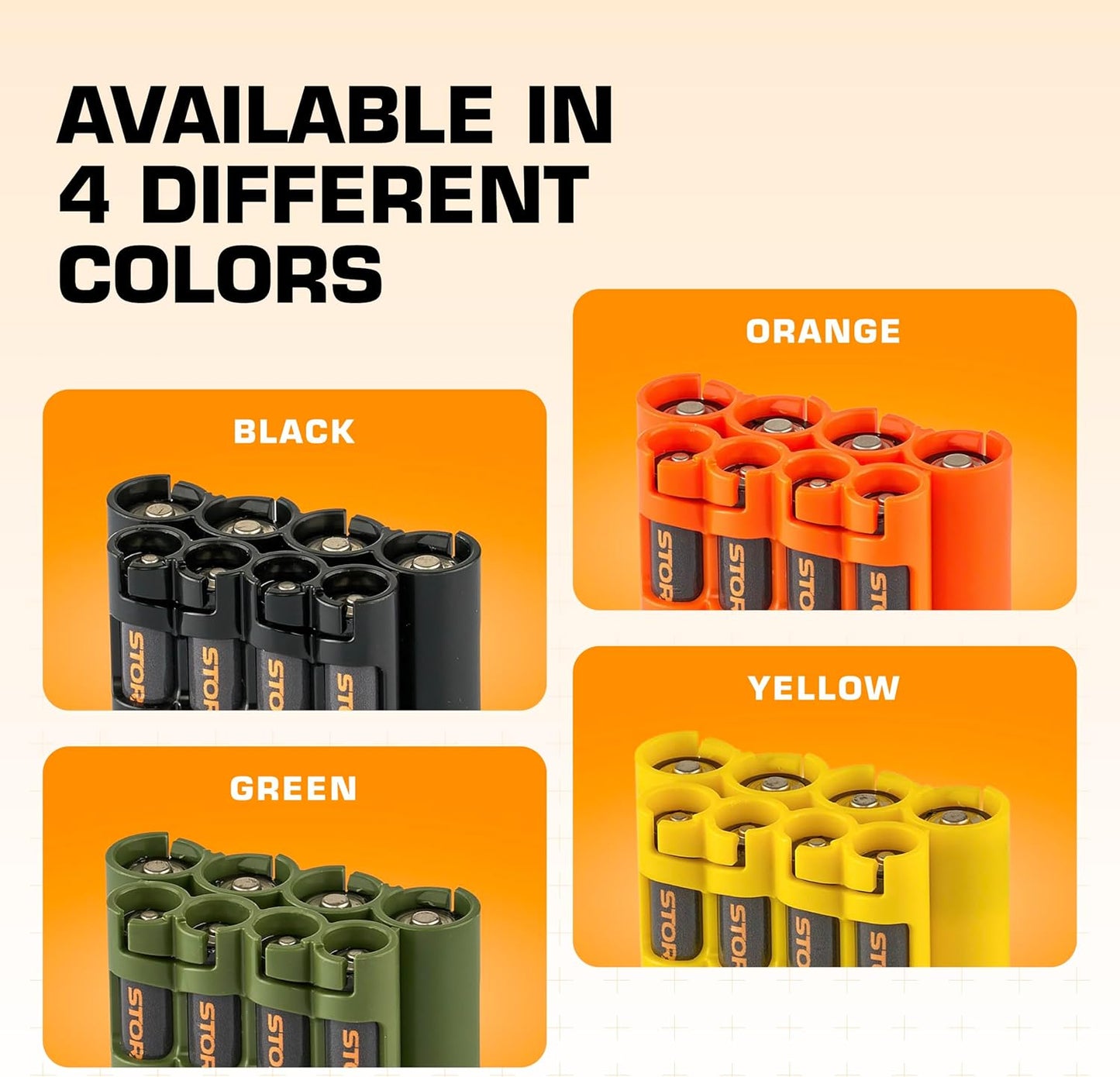 Storacell AA + AAA Combo Battery Storage Caddy and Dispenser, Black, Holds 4 AA + 4 AAA Batteries (Not Included), Durable & Compact Design, The Original Battery Caddy, Made in The USA