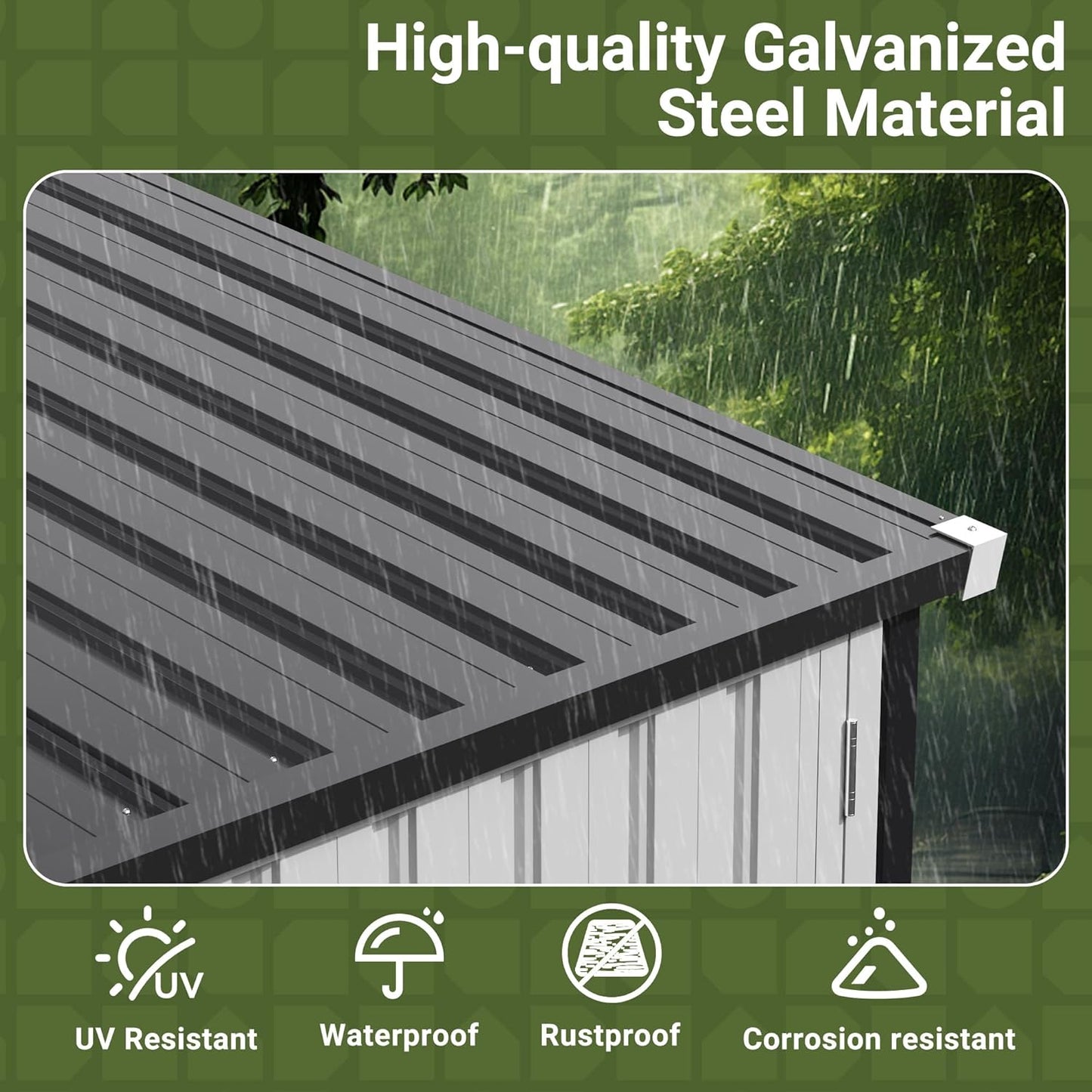Polar Aurora 12X14 FT Outdoor Storage Shed with Windows, Metal Garden Shed with Updated Lockable Doors and Frame Structure, Large Tool Sheds for Backyard Garden Patio Lawn,Black