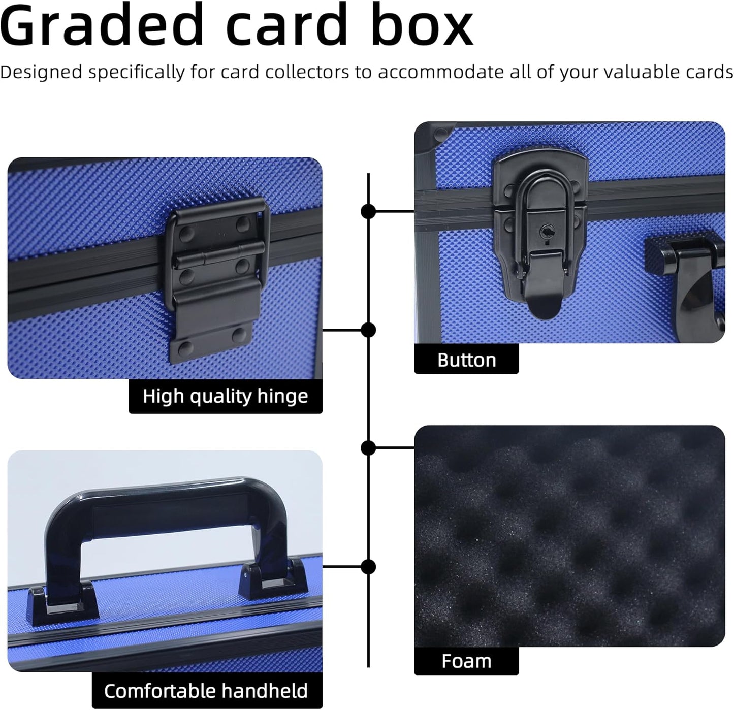 Graded Card Storage Box; Durable Sports, PSA Card Storage Case- Trading Card Storage Box - PSA Slab Case For Top Loaders (BLUE, 16.5x13.3x6.9 inches)