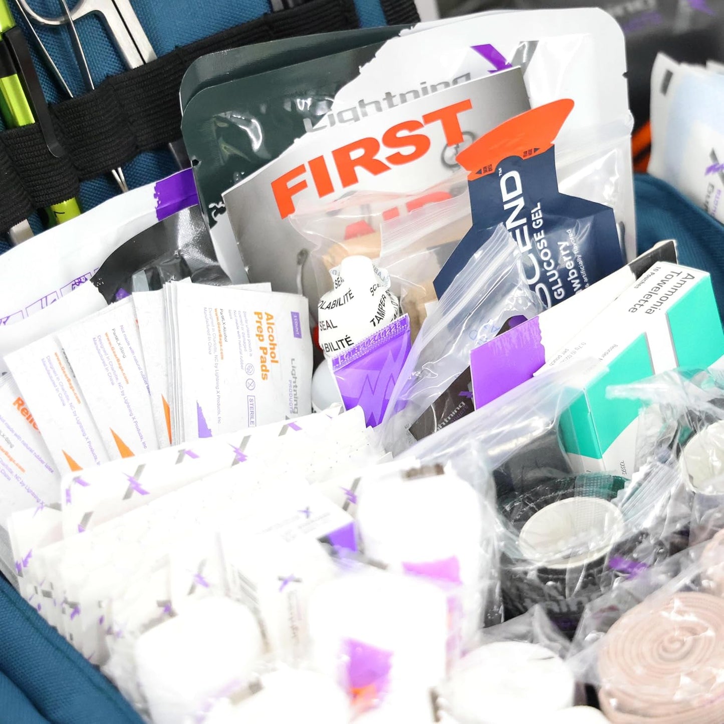 Lightning X Value Compact Medic First Responder EMS/EMT Stocked Trauma Bag w/Basic Fill Kit A - Blue