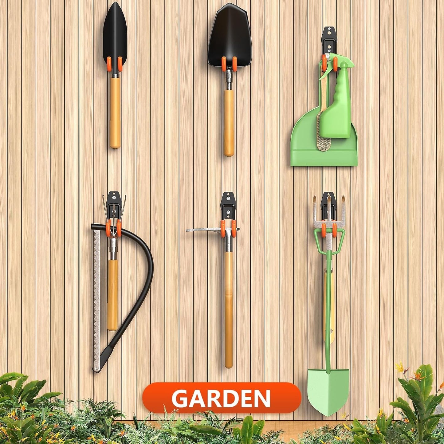 Garage Hooks with Anti-Slip Coating,Heavy Duty Wall Mount Storage Hooks for Hanging Bike,Hose,Ladder,Yard,Garden Tools (8 Pack Orange 4.7x2.6 inch)