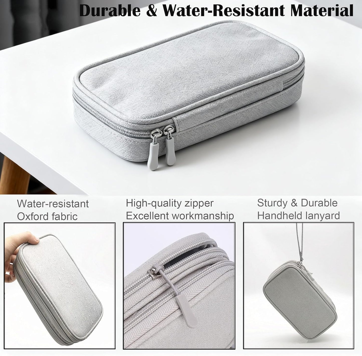 Travel Cable Organizer Tech Pouch: Portable Double Layers Cord Organizer Bag, Waterproof Travel Case Storage Bag for Cord, Charger, Earphone, USB Disk, Electronic Accessories, Travel Essentials