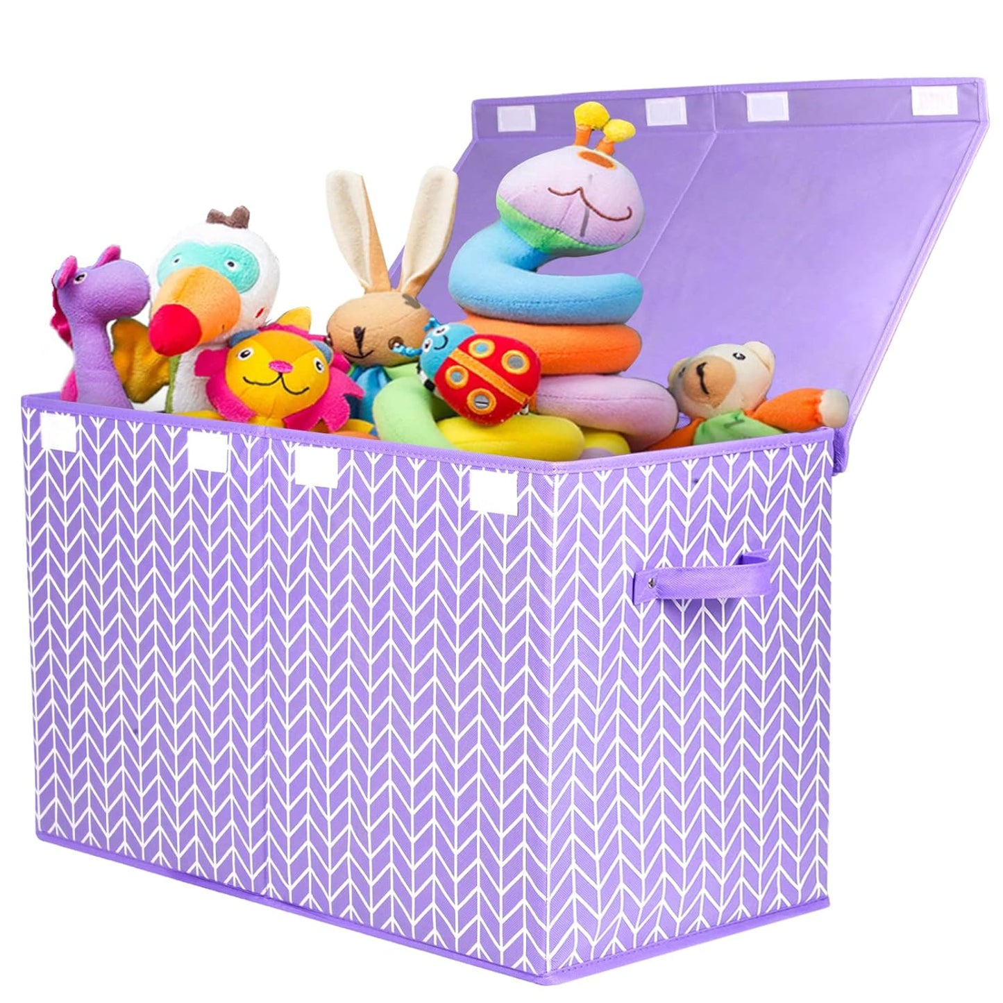 Mayniu Large Toy Box Chest with Flip Lid, Toy Storage Organizers Bin Boxes Basket with Sturdy Handles for Boys, Girls, Kids, Nursery, Playroom, Living Room, Bedroom, (Purple)