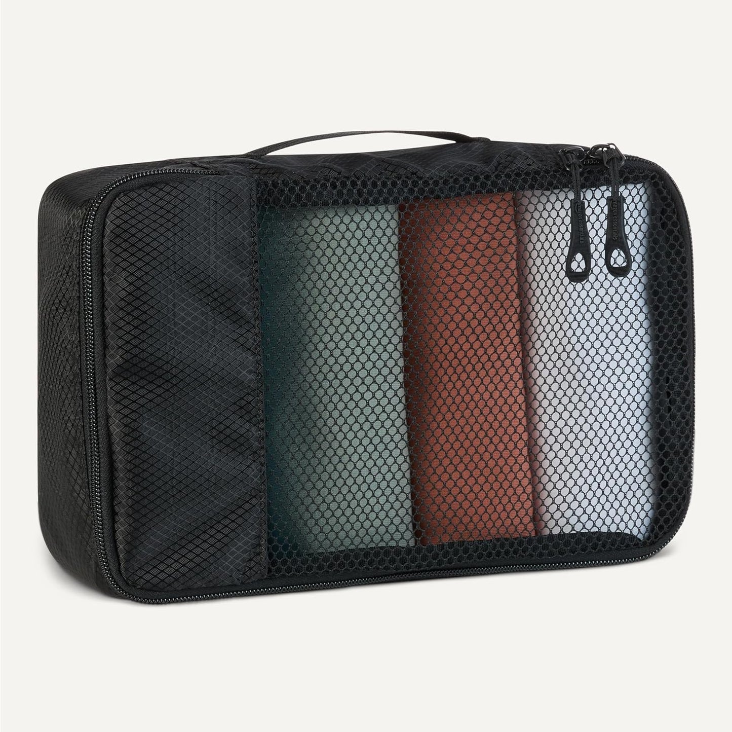 Amazon Essentials 4-Piece Packing Cubes Travel Accessories Set, Luggage Organizer with Double Zipper, Mesh Top, 100% Polyester, Small, Black (Previously Amazon Basics)