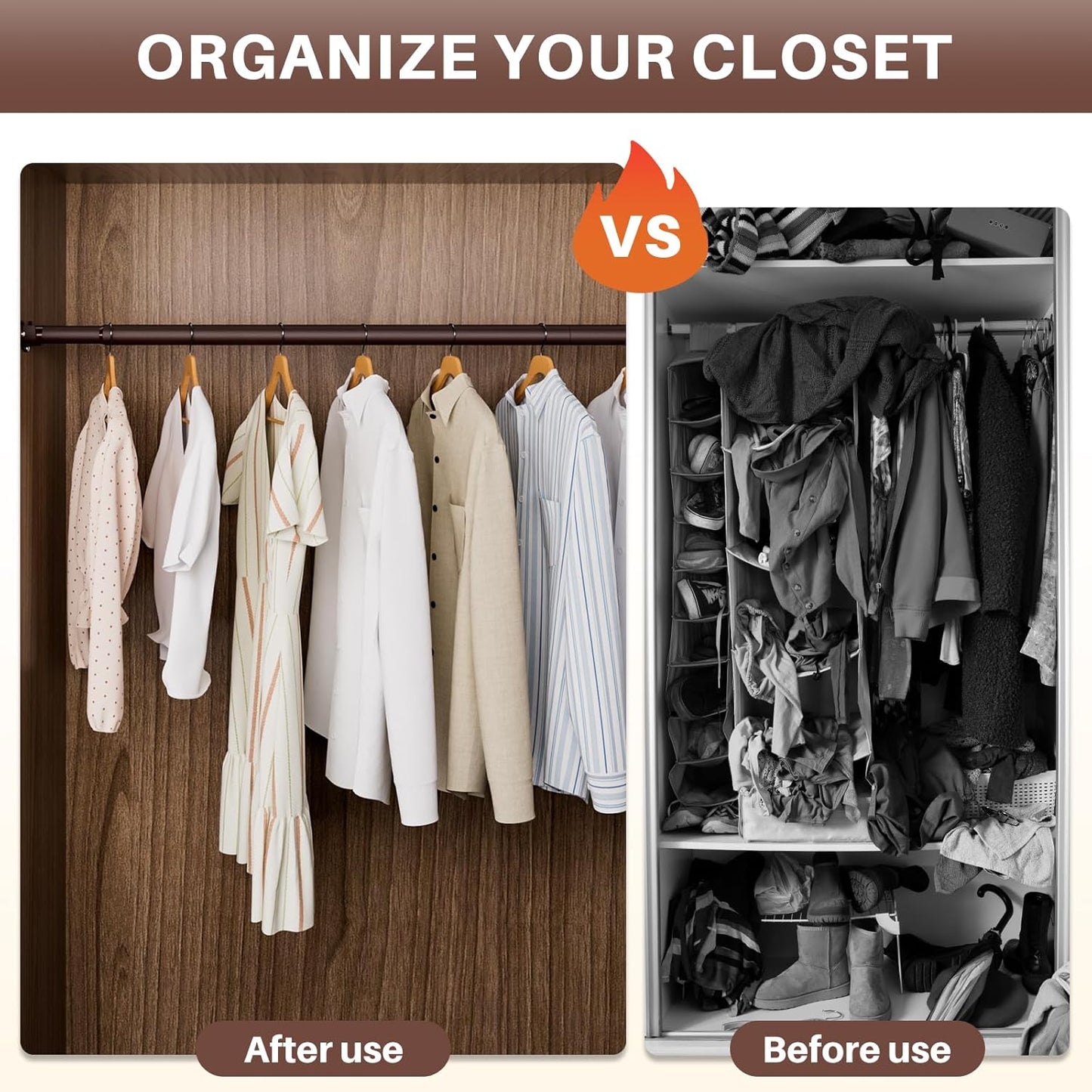 Closet Rod - Closet Rods for Hanging Clothes, 17 to 97 inch Adjustable Closet Hanging Rod, Heavy Duty Clothes Rod Clothing Bar, Closet Poles for Hanging Clothes for Wardrobes, Shower Curtain