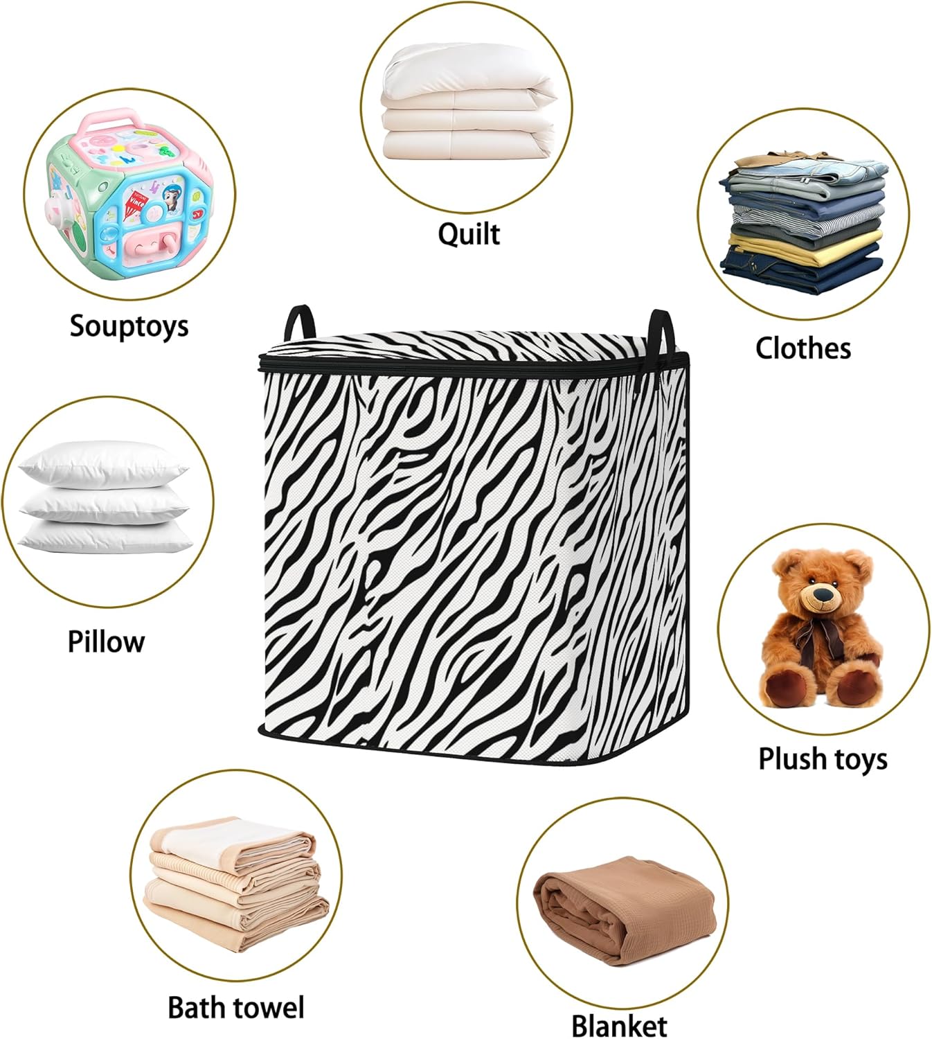 Large Comforter Storage Bag with Zipper,Closet Organizer for Clothes,Blankets,Quilts,Pillows,Fabric Storage Bags with Portable Handles 95L(2-Pack)