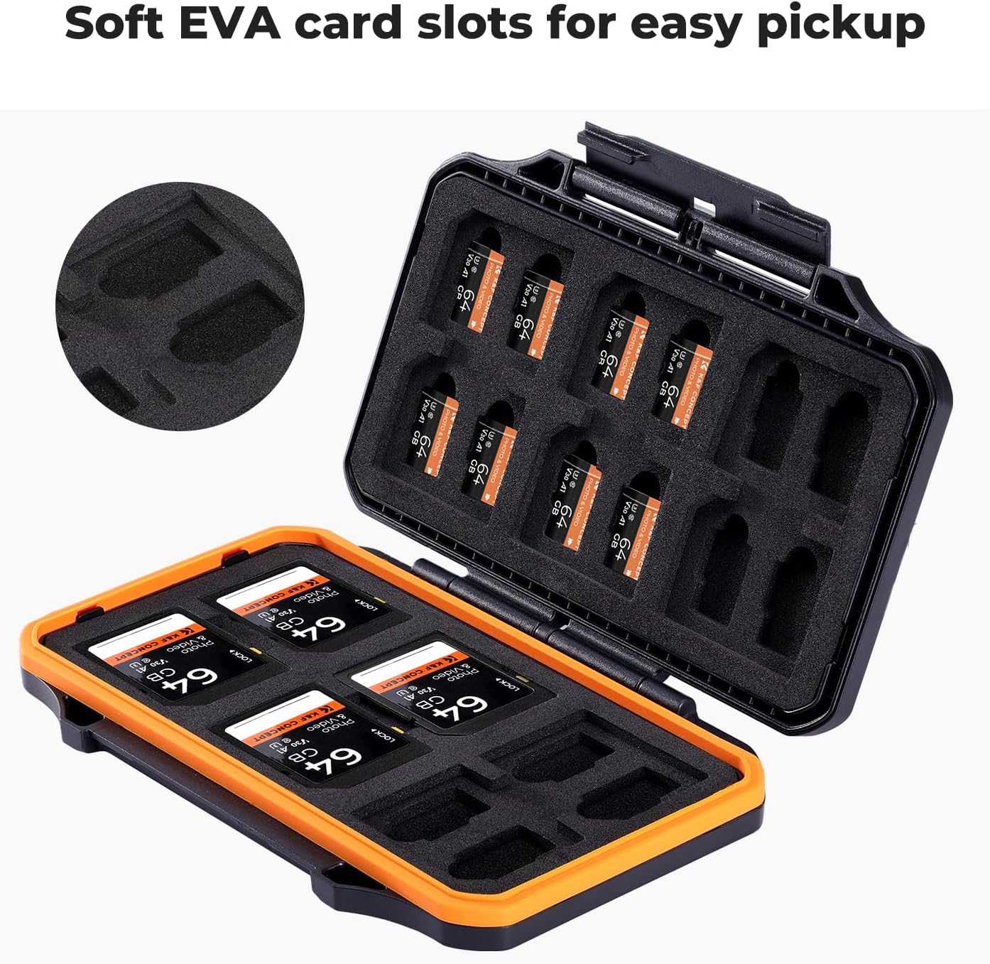 K&F CONCEPT 36 Slots SD Micro SD Memory Card Case, Water-Resistant SD Card Holder, Anti-Shock Card Carrying Storage Box for 24 Micro SD SDXC SDHC TF Cards and 12 SD SDXC SDHC Cards