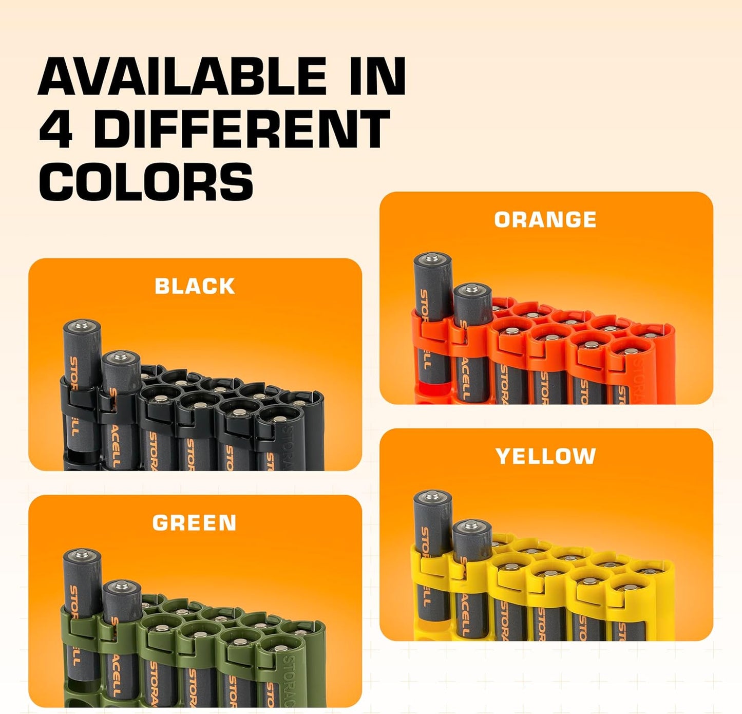 AA Battery Storage Caddy by Storacell, Military Green, Holds 12 Batteries (Not included)