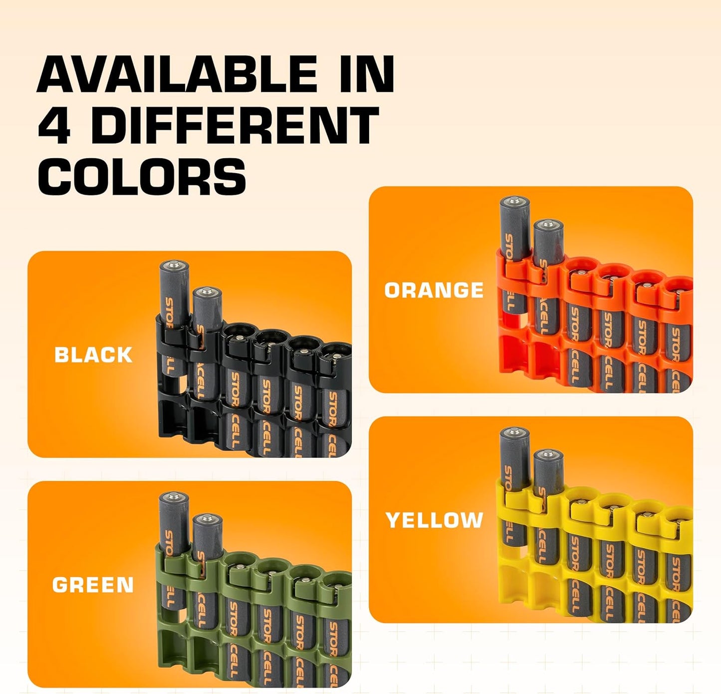 Storacell Slimline AAA-6 Battery Storage Caddy and Dispenser (Pack of 2), Orange, Holds 6 AAA Batteries (Not Included), Durable & Compact Design, The Original Battery Caddy, Made in The USA