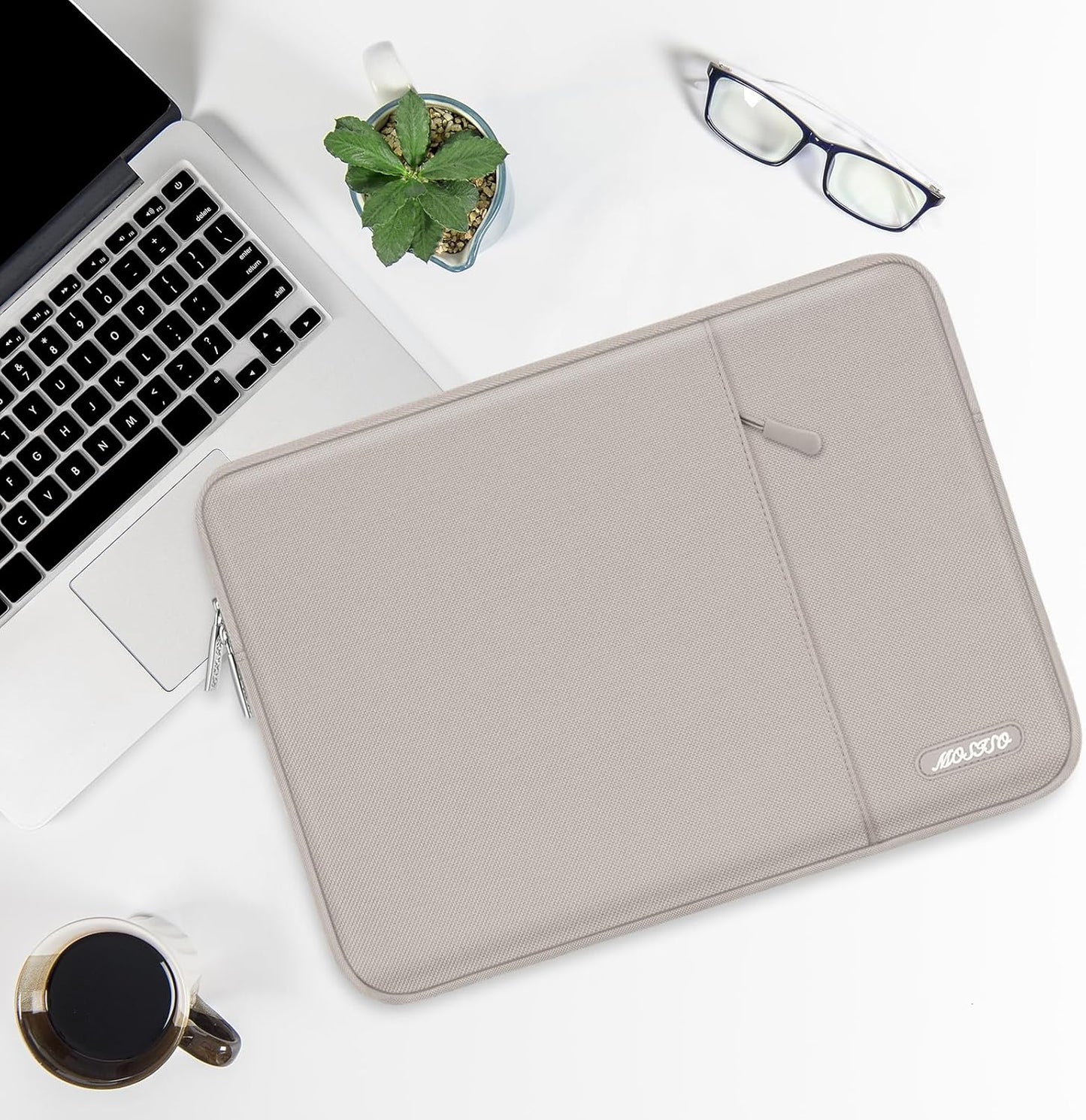 MOSISO Laptop Case 13.3 inch, 13-13.3 inch Laptop Sleeve Compatible with MacBook Air/Pro 13/Pro 14 M5 M4 M3 M2 M1, HP Dell ASUS Lenovo,Polyester Vertical Computer Sleeve Bag with Pocket, Stone Gray