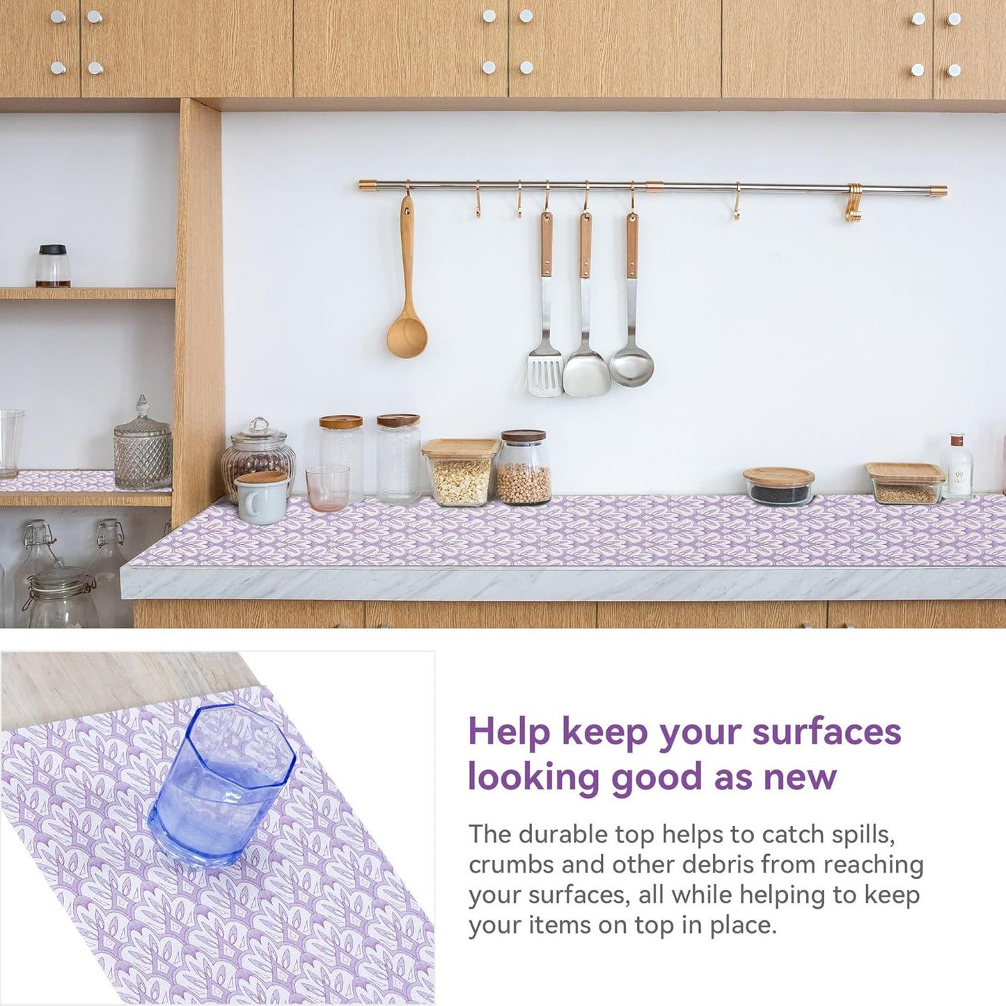12" W x 120" L Floral Drawer and Shelf Liner for Cabinets, Non-Adhesive Strong Grip Non-Slip Flower Shelf Cabinet Kitchen Shelf Liners for Kitchen Cabinets