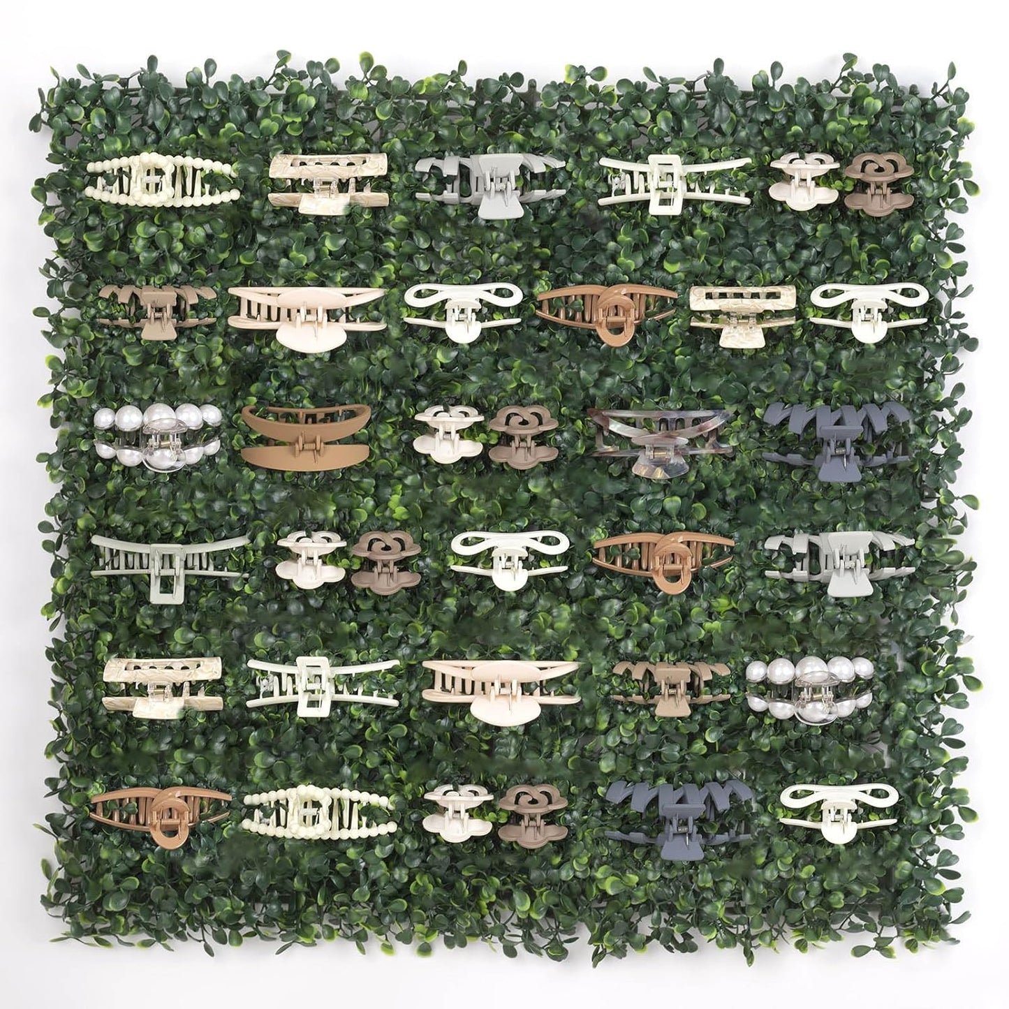 SNOWSTAR Green Grass Claw Clip Organizer Holder, 20x20 inch Hair Clip Stand for Women and Girls, Wall Decor Display