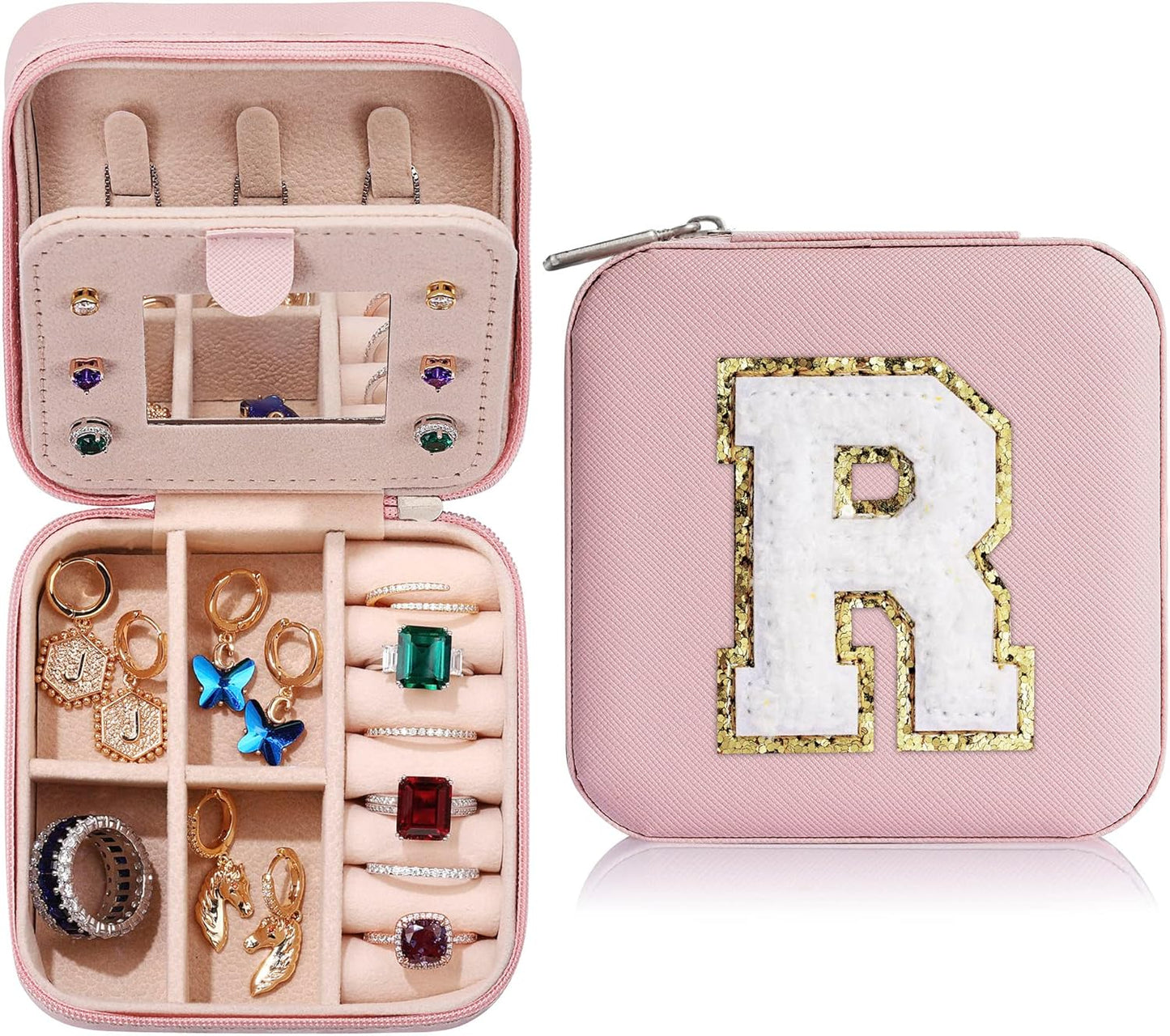 Parima Bridal Shower Gifts for Women, Bridesmaid Proposal Gifts | Wedding Travel Essentials - Small Jewelry Box & Travel Case - Letter S, Pink