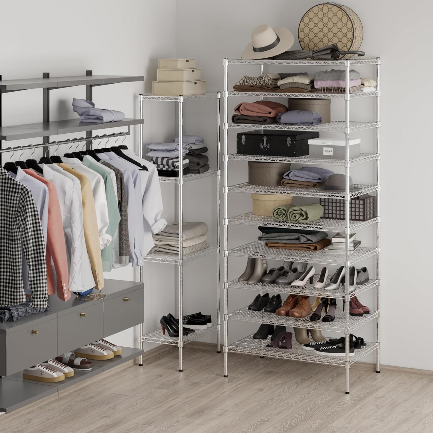 24" Deep x 36" Wide x 86" Height Wire Shelving Kit | 10-Tier | NSF Commercial Storage Rack Unit