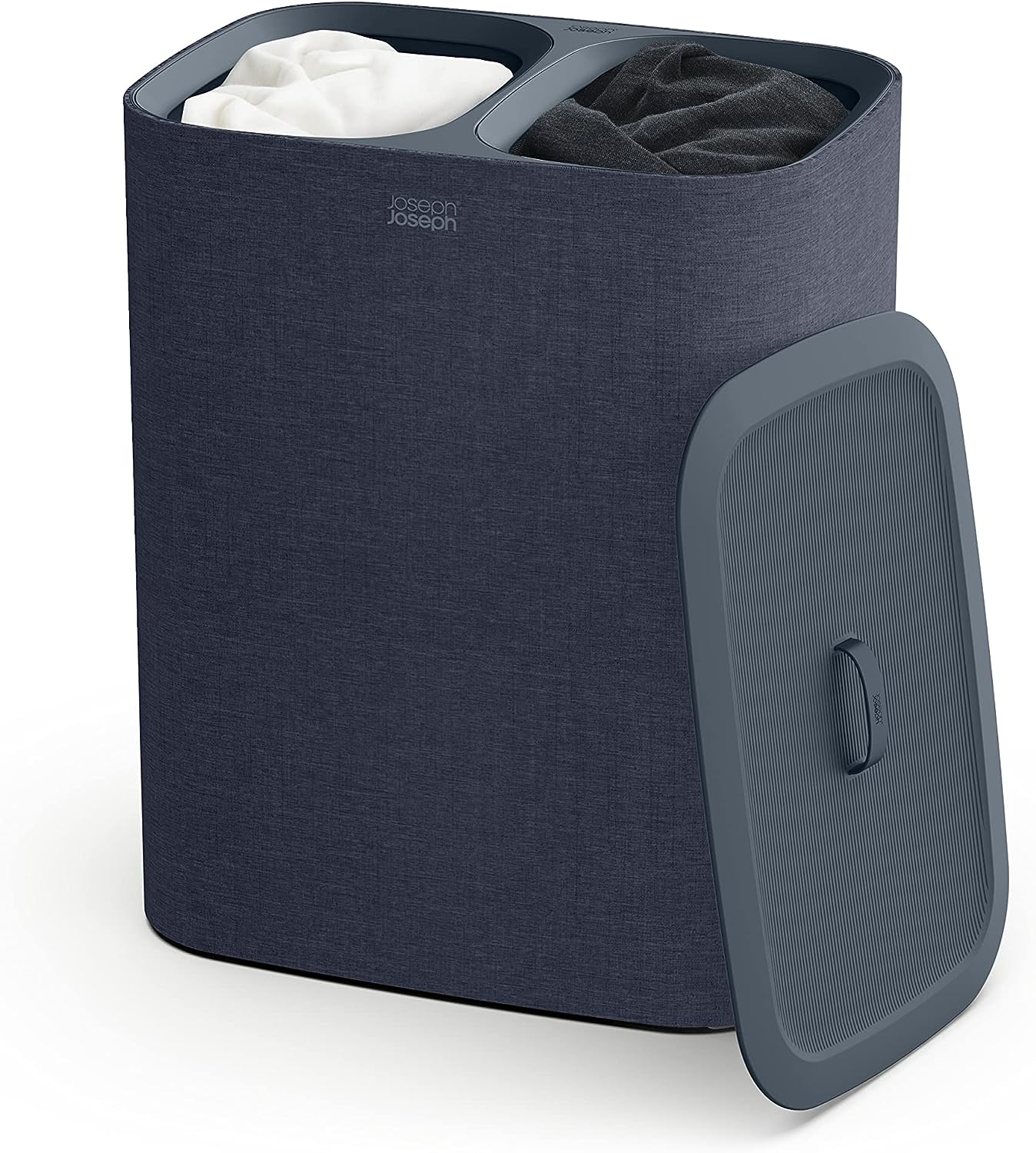 Joseph Joseph Tota 90 liter/23.8 gallon Laundry Hamper Separation Basket with lid, 2 Removable Washing Bags with Handles - Black