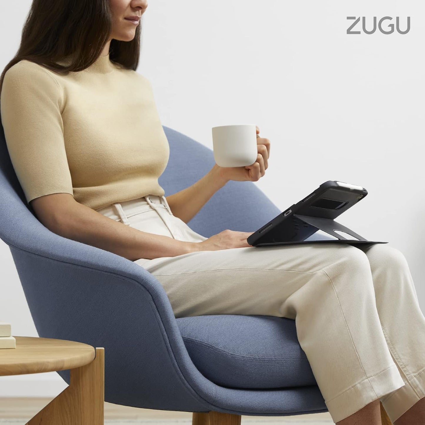 ZUGU CASE for iPad Air 11 (M3 2025 / M2 2024) iPad Air 4 & 5 10.9 Inch (2020/2022) - Protective, Ultra Thin, Magnetic Stand, Sleep/Wake Cover with Apple Pencil Charging & Storage - Sand