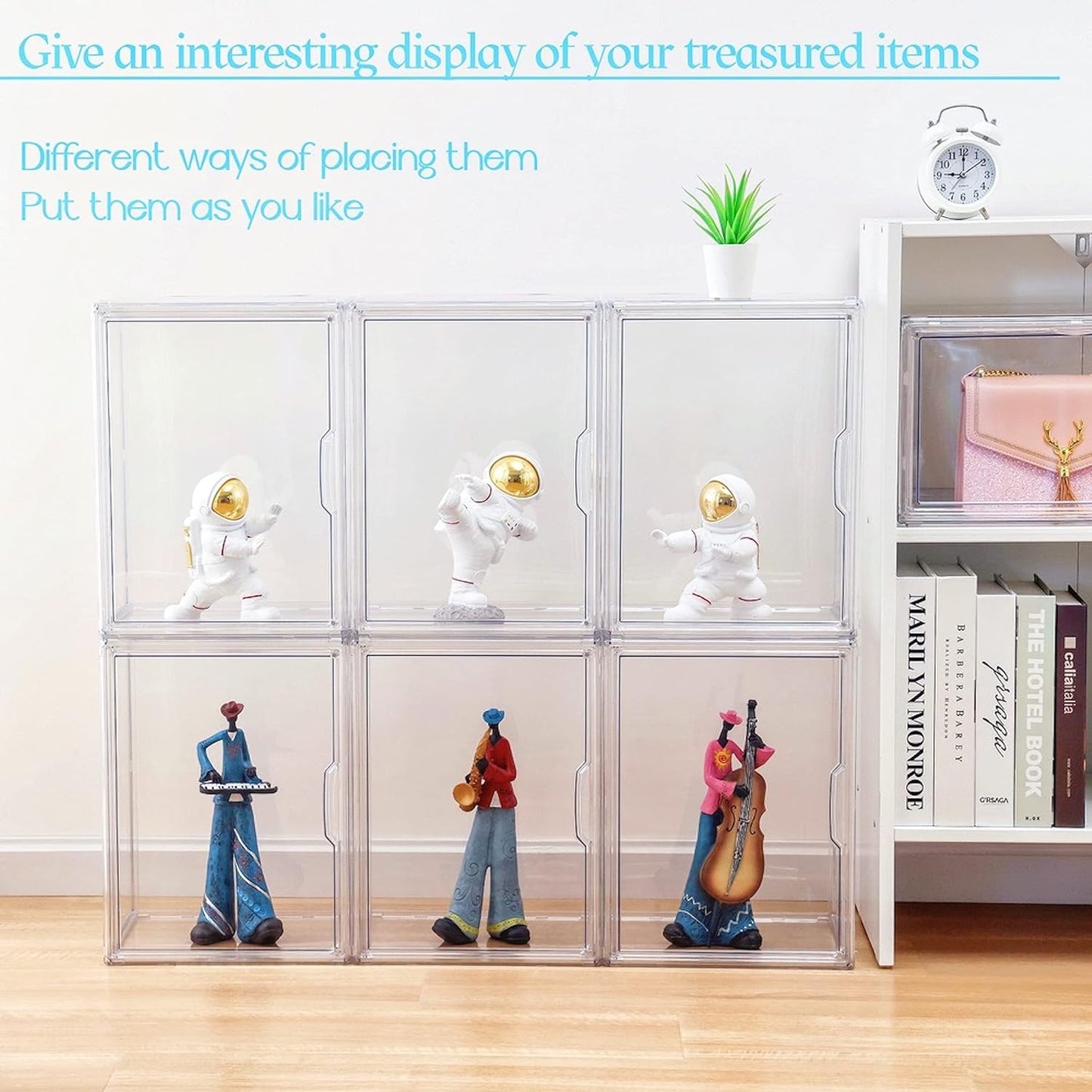 Purse Organizer for Closet, Clear Acrylic Display Case, Large Handbag Storage Organizer with Magnetic Door, 3 Pack Plastic Acrylic Boxes for Wallet, Cosmetic, Collectibles (X Large)